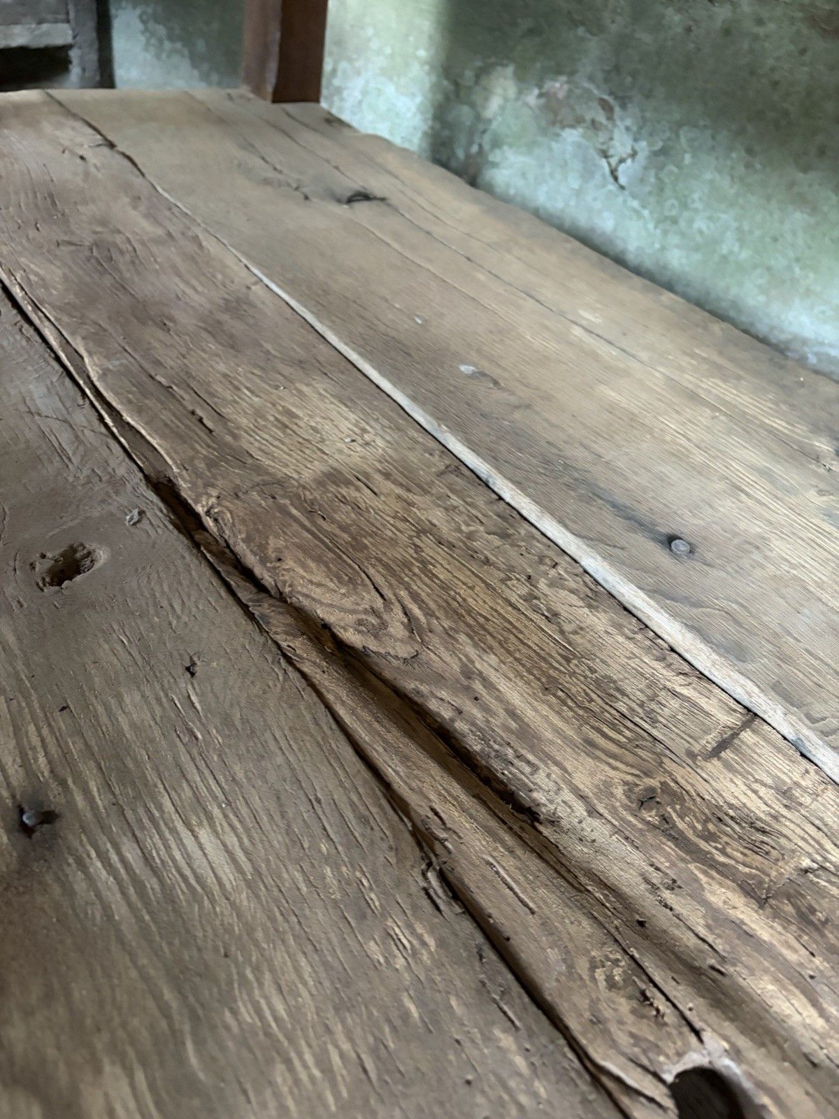 1750.0 Antique French Farmhouse Kitchen Island Table — Pine & Oak, Two Drawers, 192cm photo
