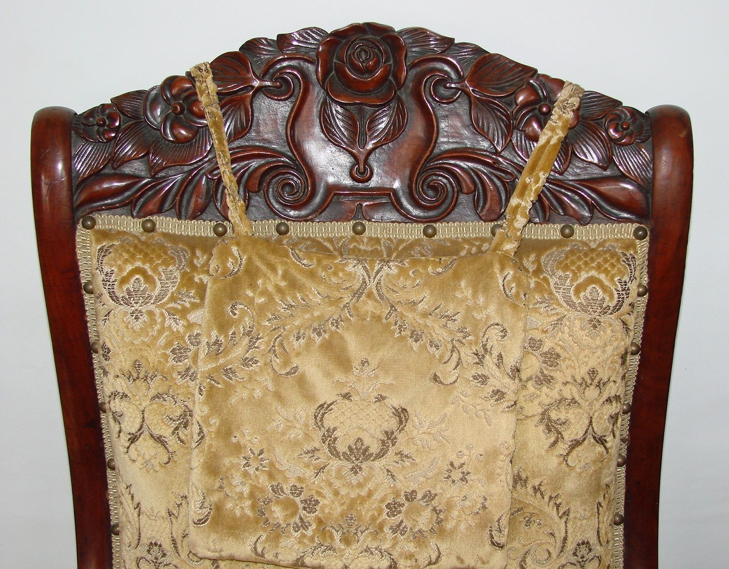 An Antique Armchair From The Turn Of The 19th And 20th Centuries, Carved Walnut, Springs photo for sale