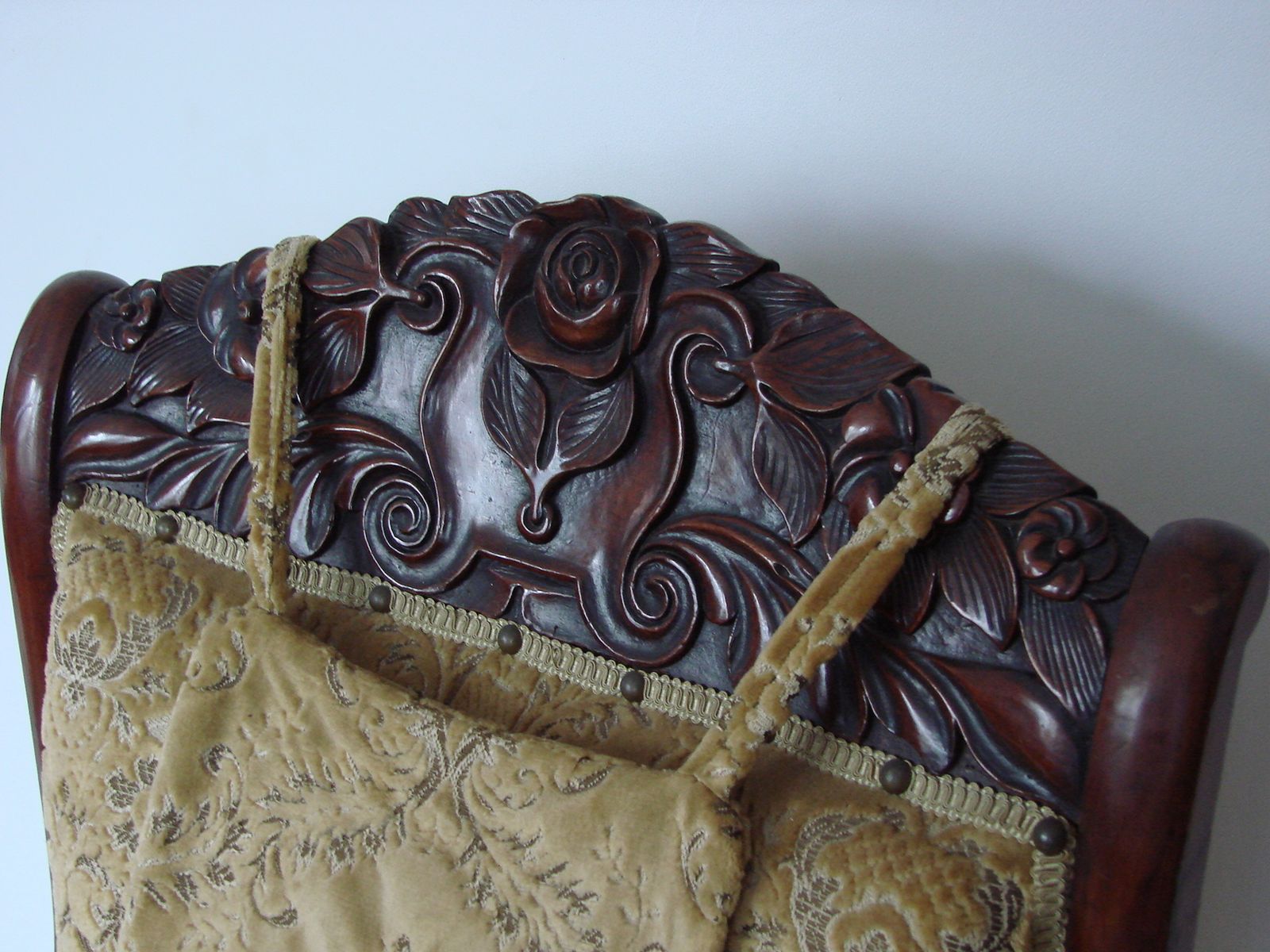 298.97 An Antique Armchair From The Turn Of The 19th And 20th Centuries, Carved Walnut, Springs photo