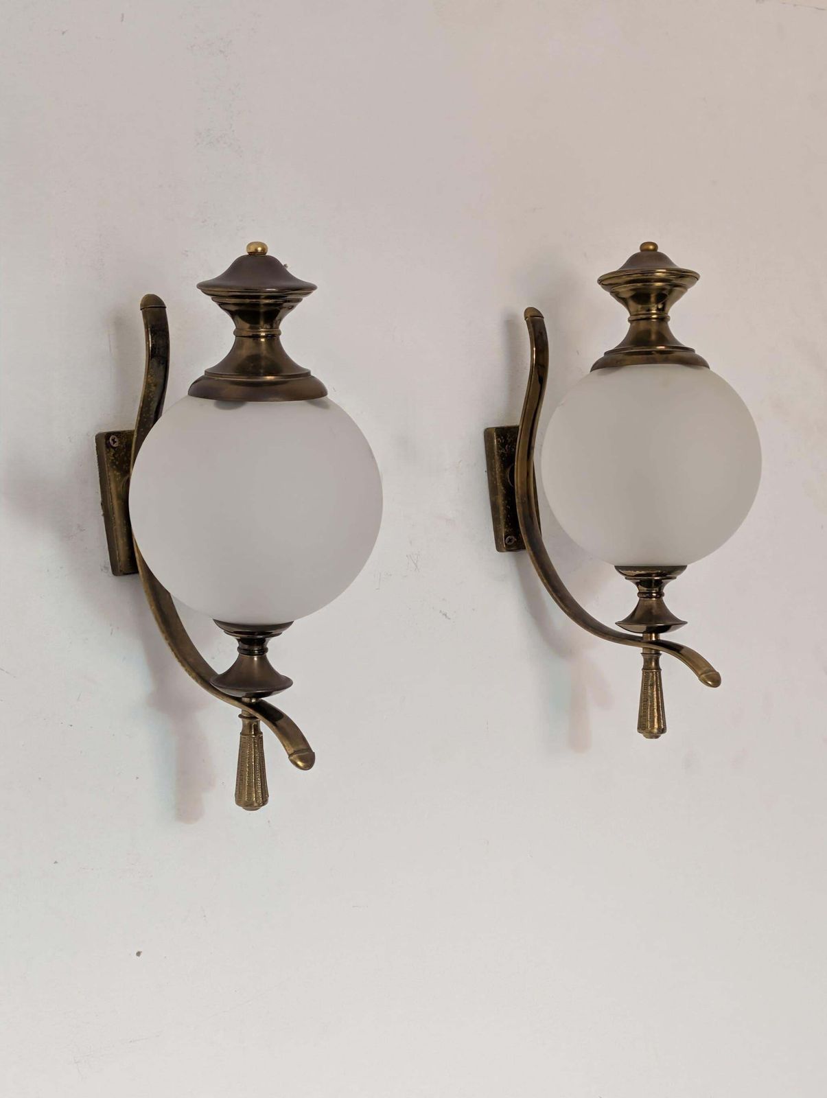 Mid Century Italian Murano Glass Sconces Wall Lights In Glass Brass, 1960s photo furniture