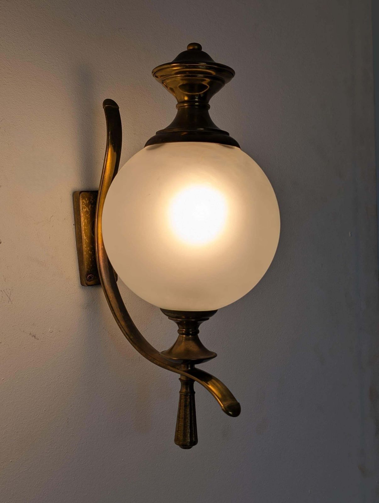 Mid Century Italian Murano Glass Sconces Wall Lights In Glass Brass, 1960s photo vintage