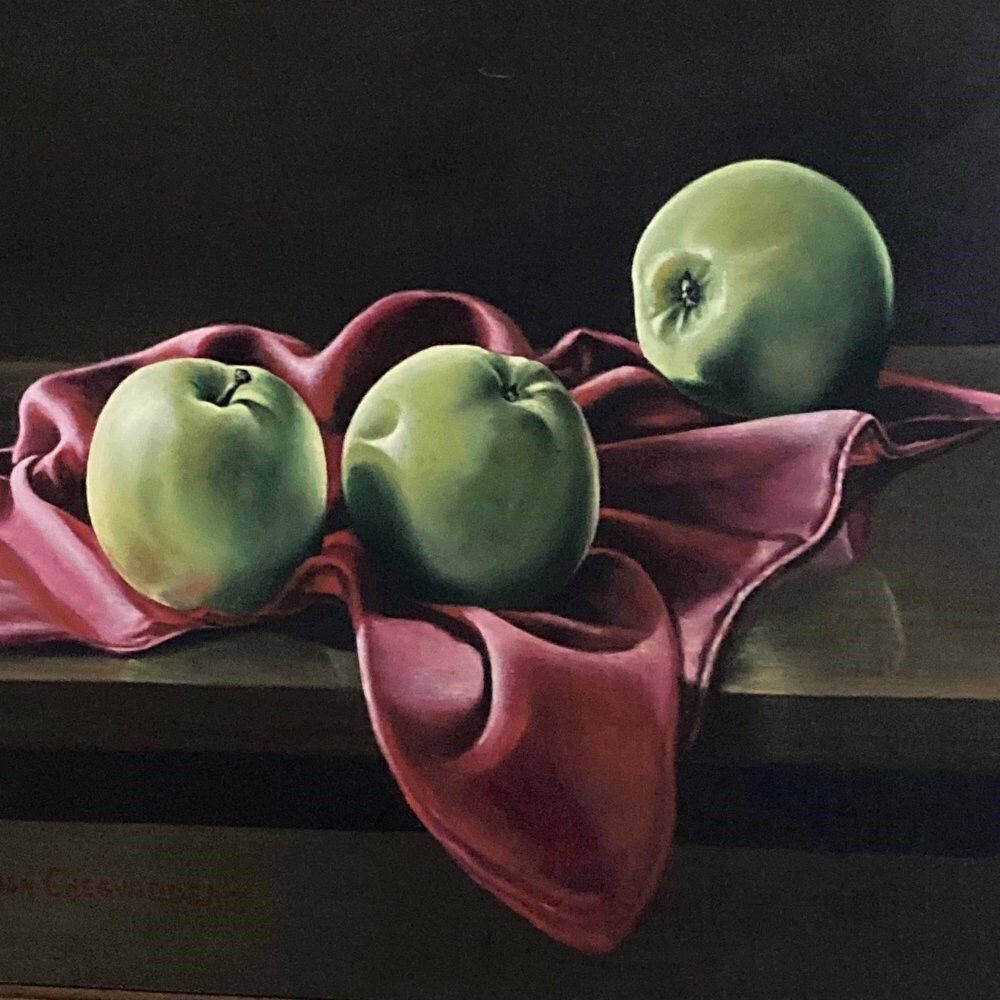 Hugh Chegwidden (1913–2001)   Apples Still Life Painting photo furniture