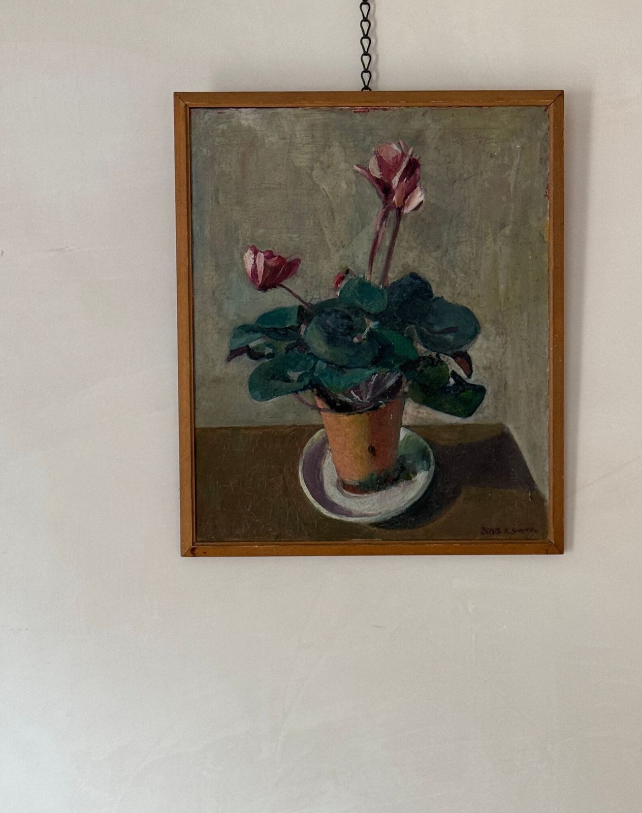 Oil On Canvas Potted Pink Cyclamen photo 380.0