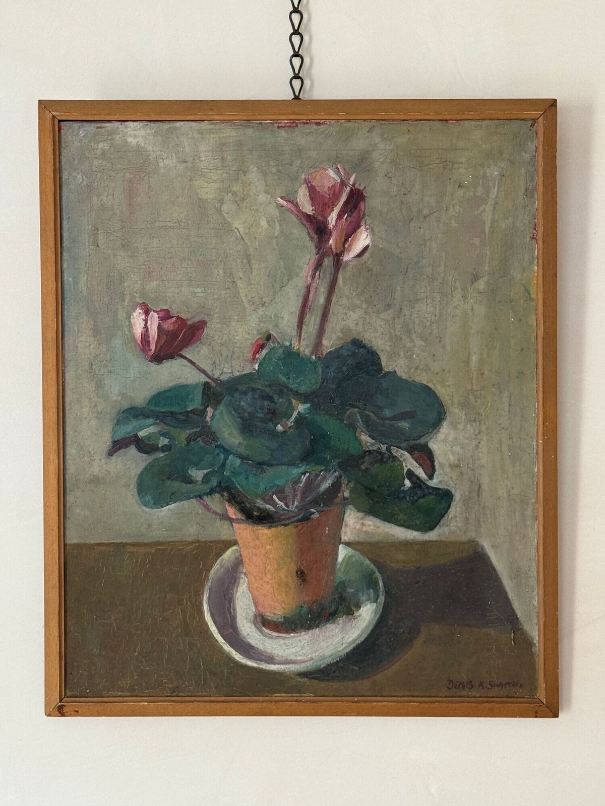 Oil On Canvas Potted Pink Cyclamen photo vinterior