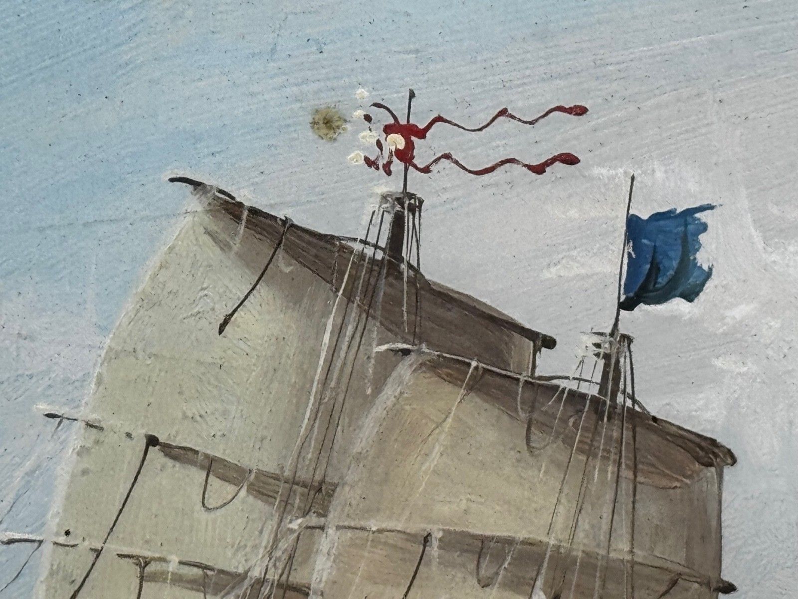 photo buy Maritiem schilderij, binnenkomende jonk bij de monding van de Parelrivier, Hongkong, toegeschreven aan Ah Hee Studio, ca. 1914