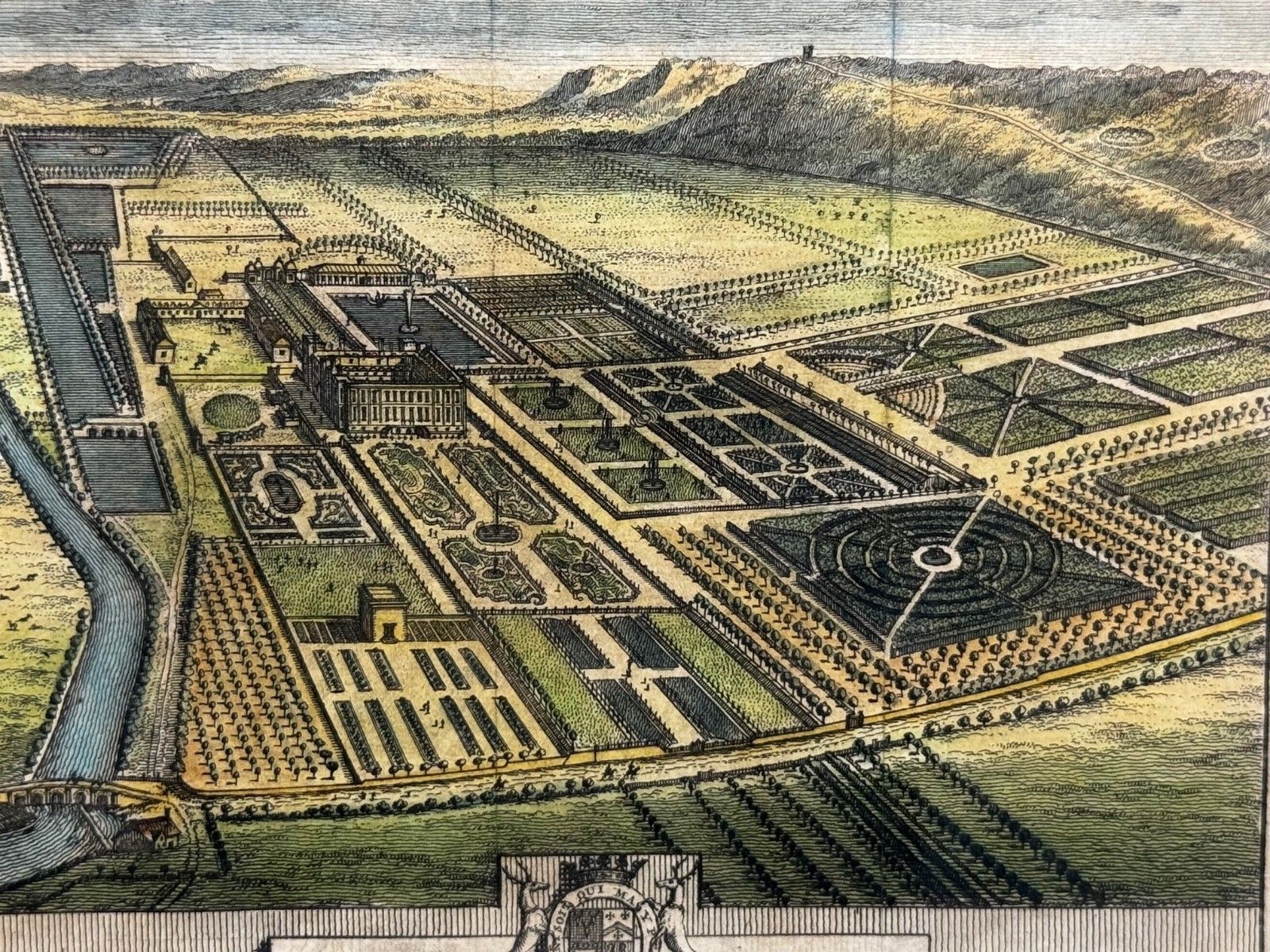 Chatsworth House, Derbyshire, 18e-eeuwse kopergravure naar Leonard Knyff photo for sale