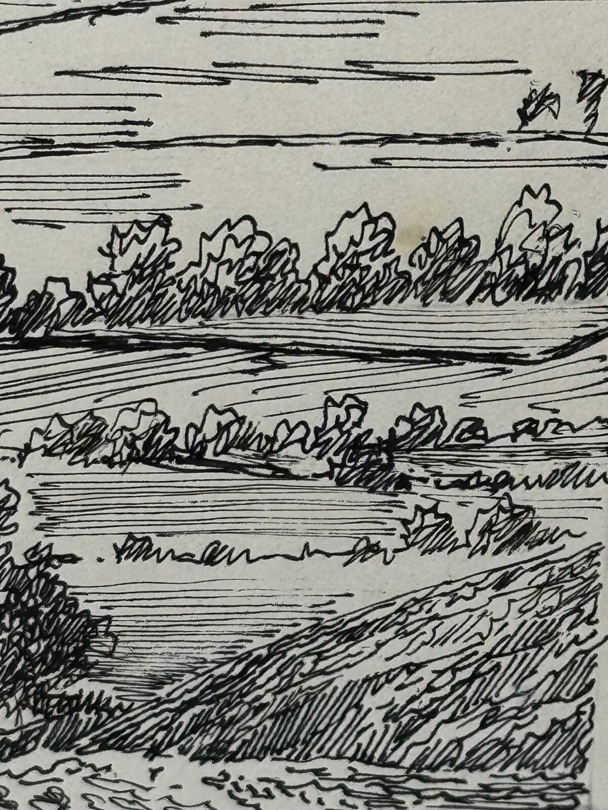 10000.0 Mid-Century pentekening Low Fell From Lanthwaite Hill Lake District, gesigneerd door Alfred Wainwright photo