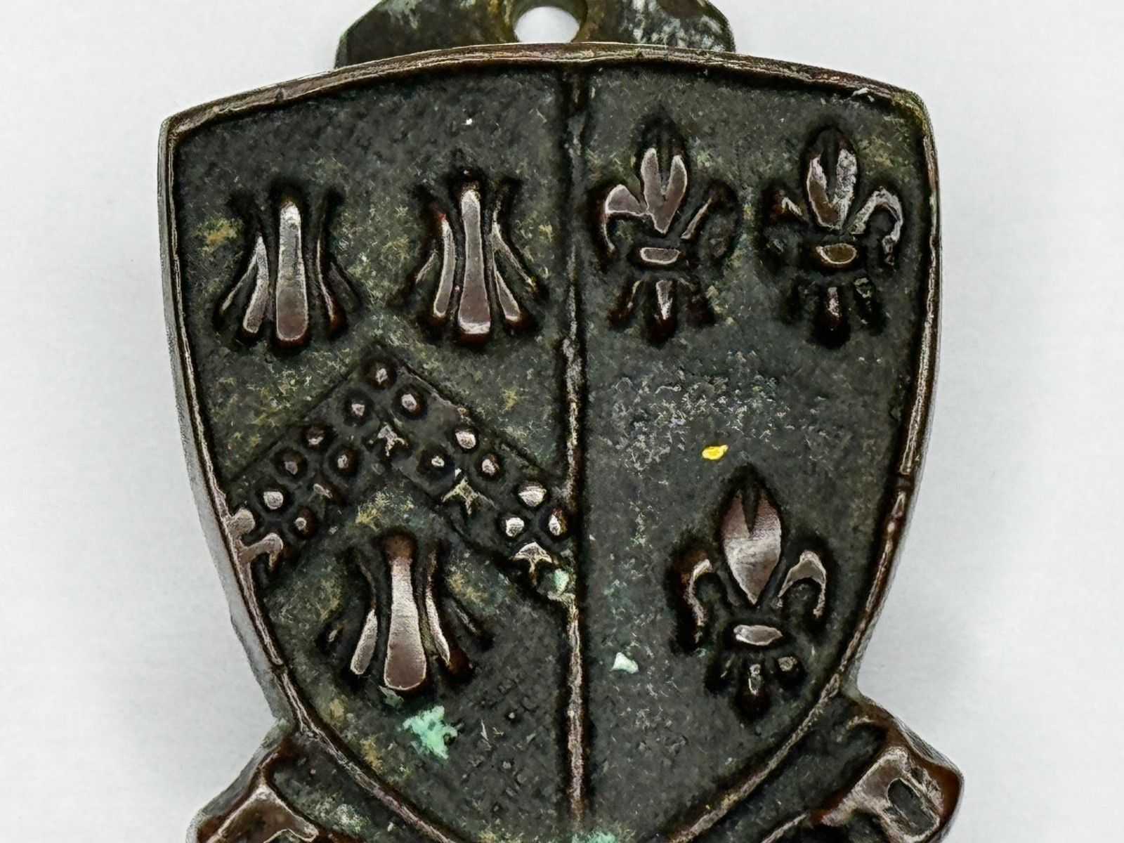 Early 20th Century Cheddar Bronze Door Knocker Heraldic Coat Of Arms Shield Fleur De Lys C1925 photo 680.0