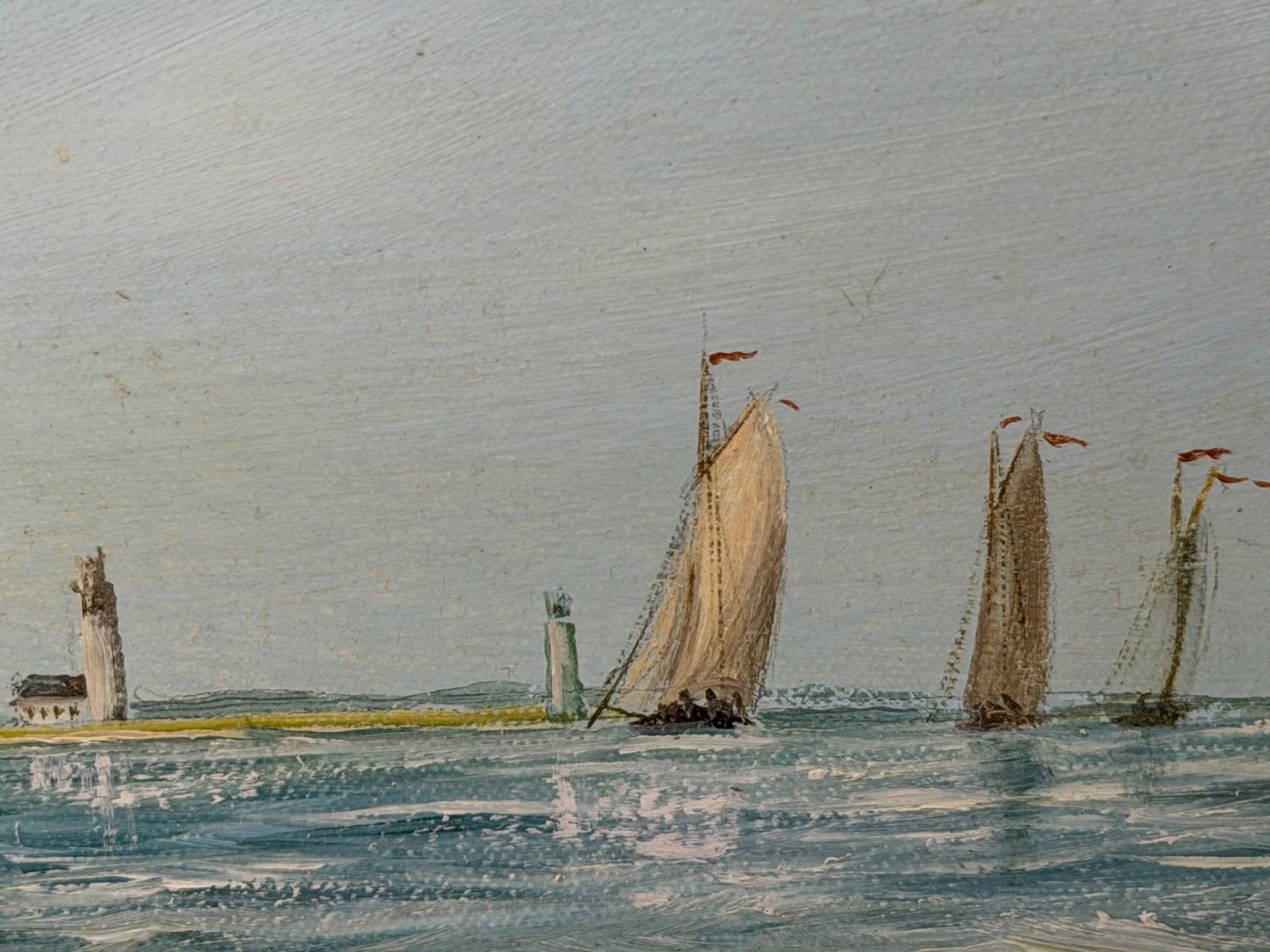 15000.0 Marine 20th Century Oil On Canvas Framed Painting The America's  Cup 1881 Yacht Race Signed John Bentham Dinsdale photo