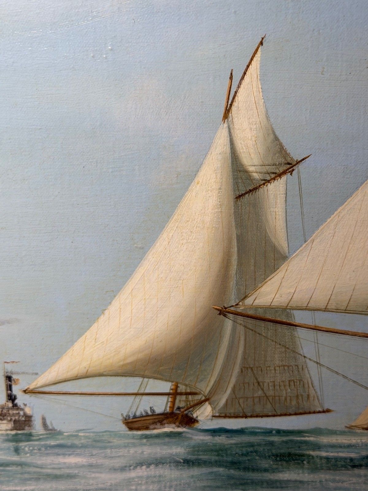 photo buy Marine 20th Century Oil On Canvas Framed Painting The America's  Cup 1881 Yacht Race Signed John Bentham Dinsdale