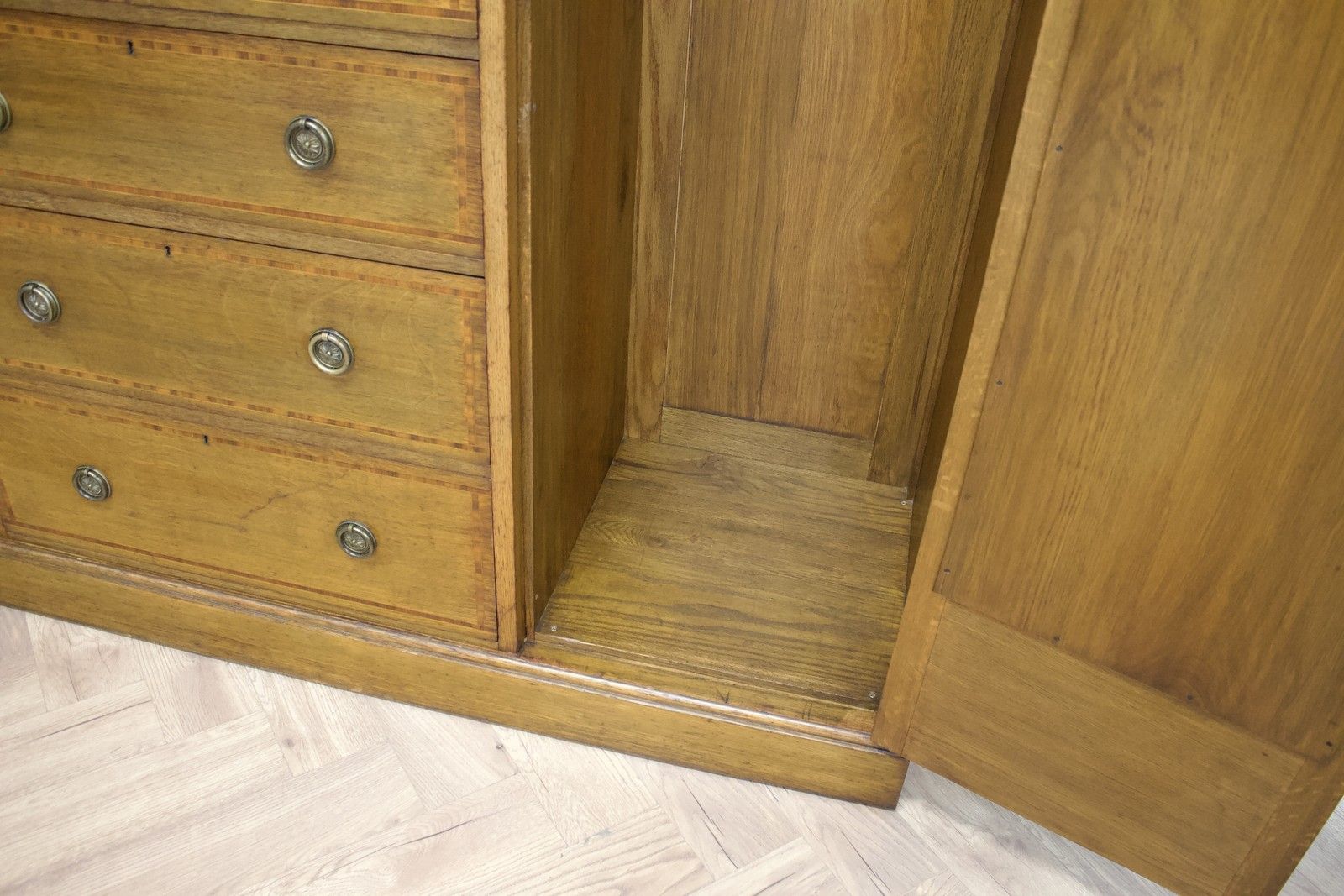 Furniture Antique Edwardian Mahogany And Satinwood Wardrobe, 1910s #1777 photo