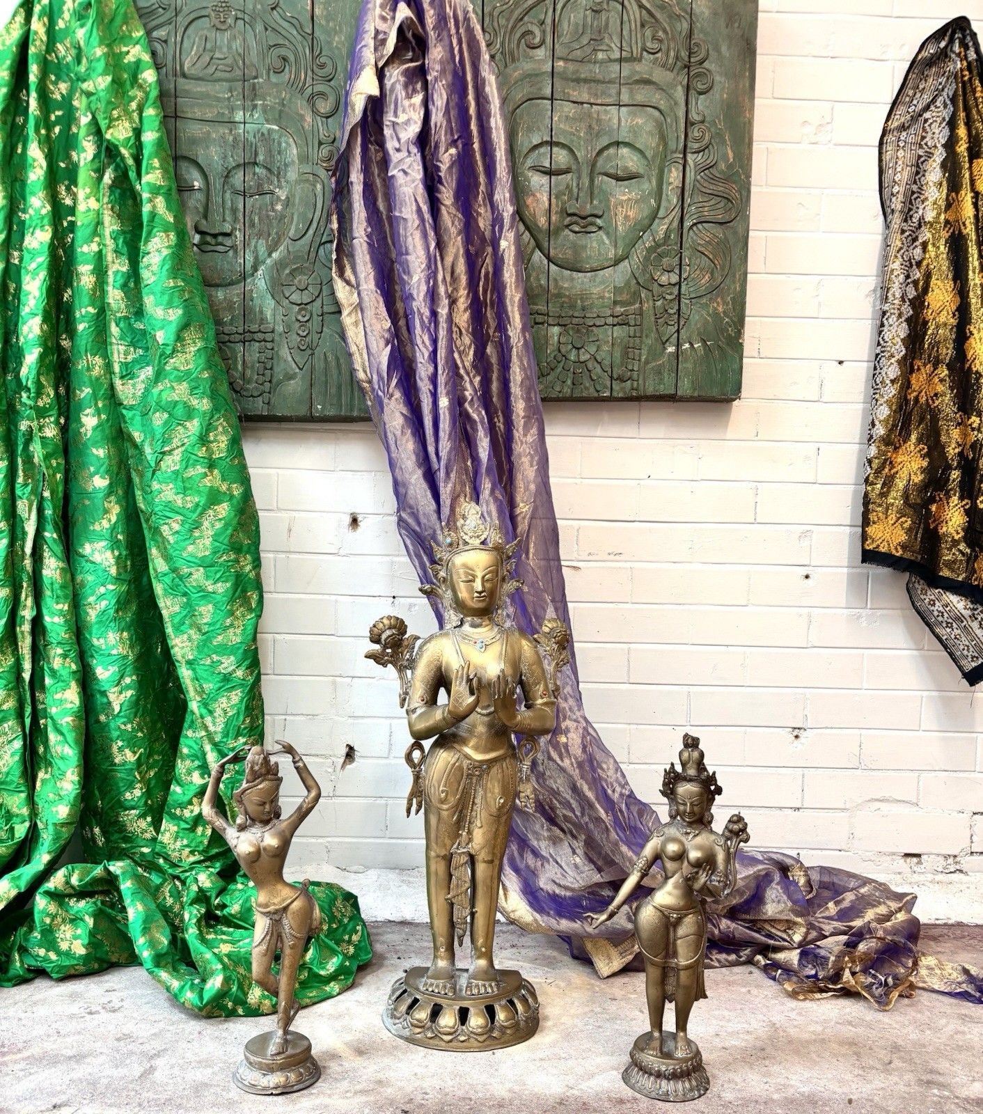 Early 20th Century Brass Buddhism Brass Figures. Indian. photo furniture
