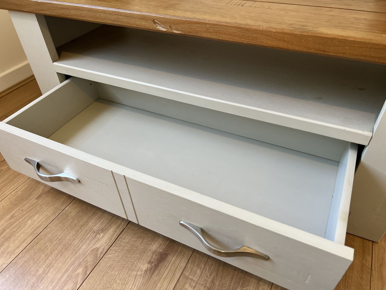 Next Hartford Tv Unit Living Room Solid Oak & Light Grey Tv Stand Rrp £450!!! photo buy