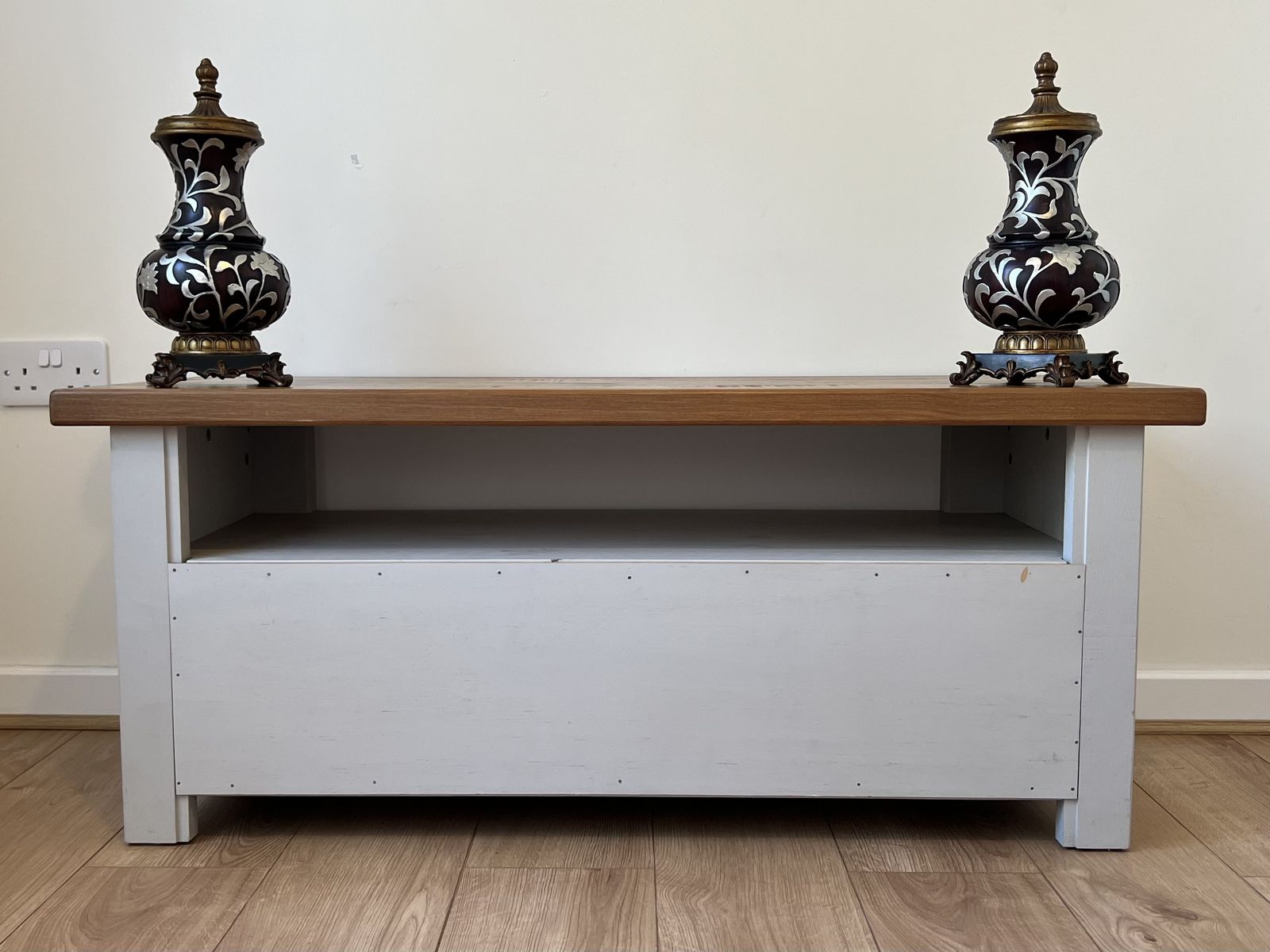 photo furniture Next Hartford Tv Unit Living Room Solid Oak & Light Grey Tv Stand Rrp £450!!!