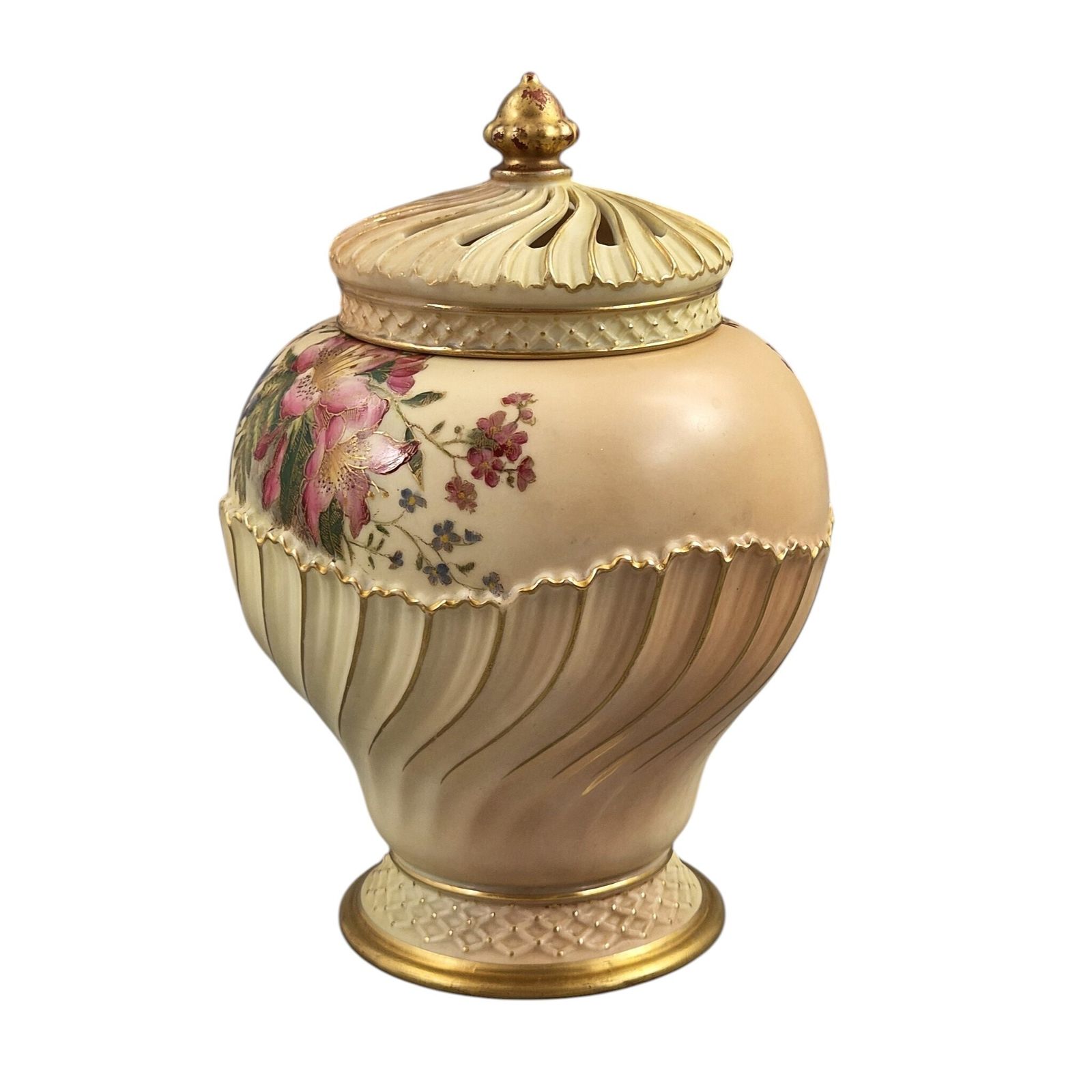 Royal Worcester Blush Ivory Pot Pourri Jar And Cover, England, 1903