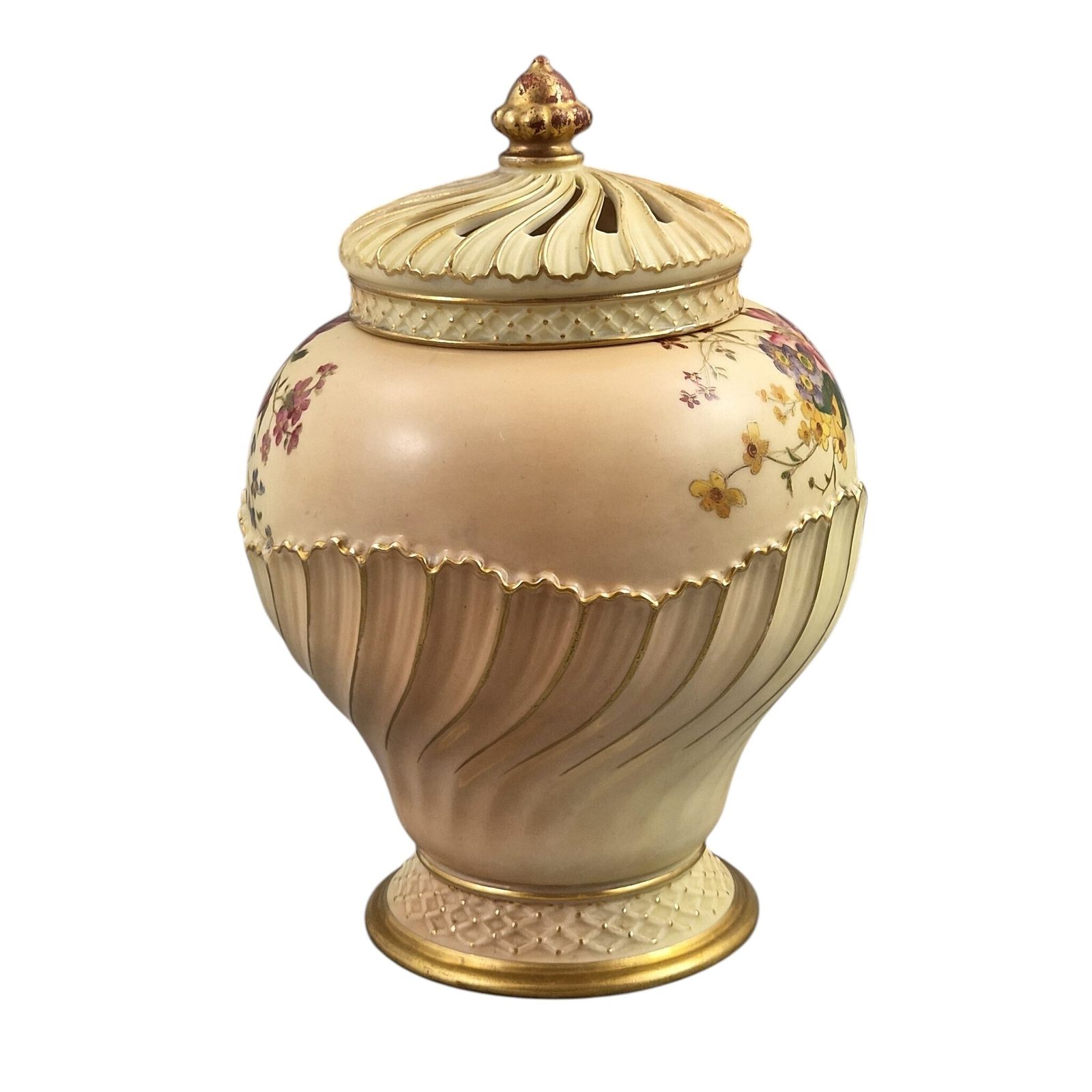 Royal Worcester Blush Ivory Pot Pourri Jar And Cover, England, 1903 photo for sale