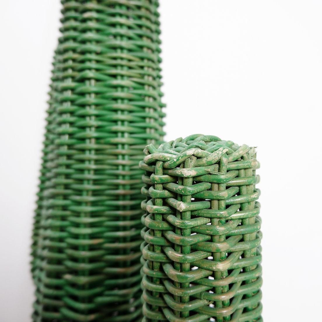Hand Woven Rattan Saguaro Cactus Sculpture 1970s photo Art