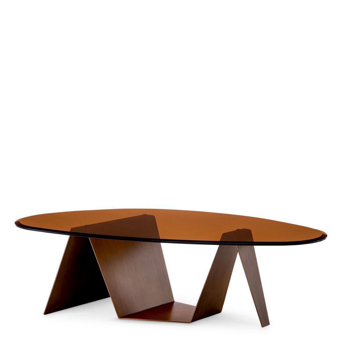 Eichholtz Lavello Coffee Table In Dark Brass & Brown Glass photo Furniture