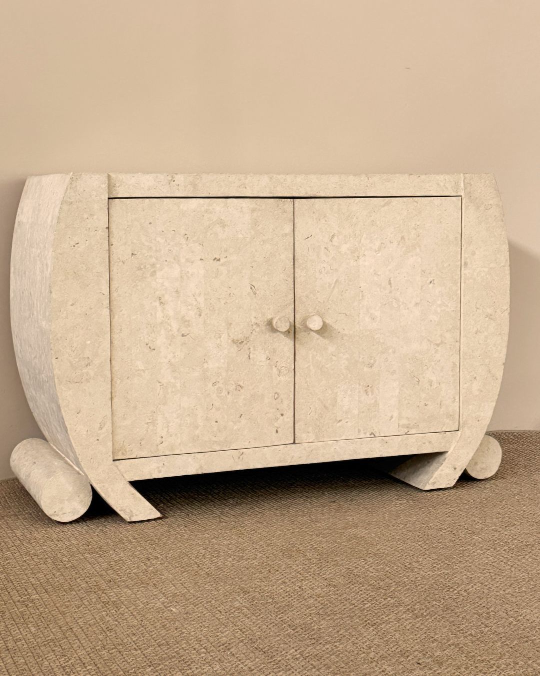 1970s Art Deco Revival Mactan Stone Cabinet