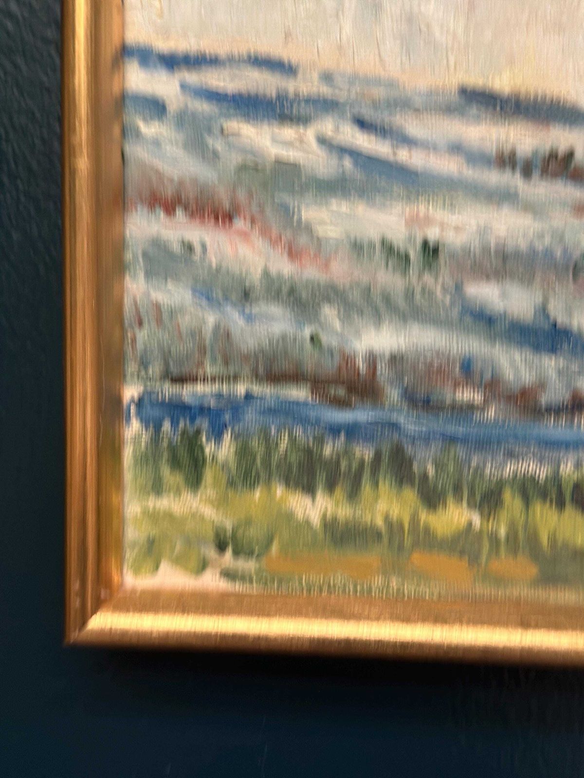 Mid Century Oil On Canvas Landscape By Unknown Artist Vintage & Framed – 33 × 22 Cm photo for sale