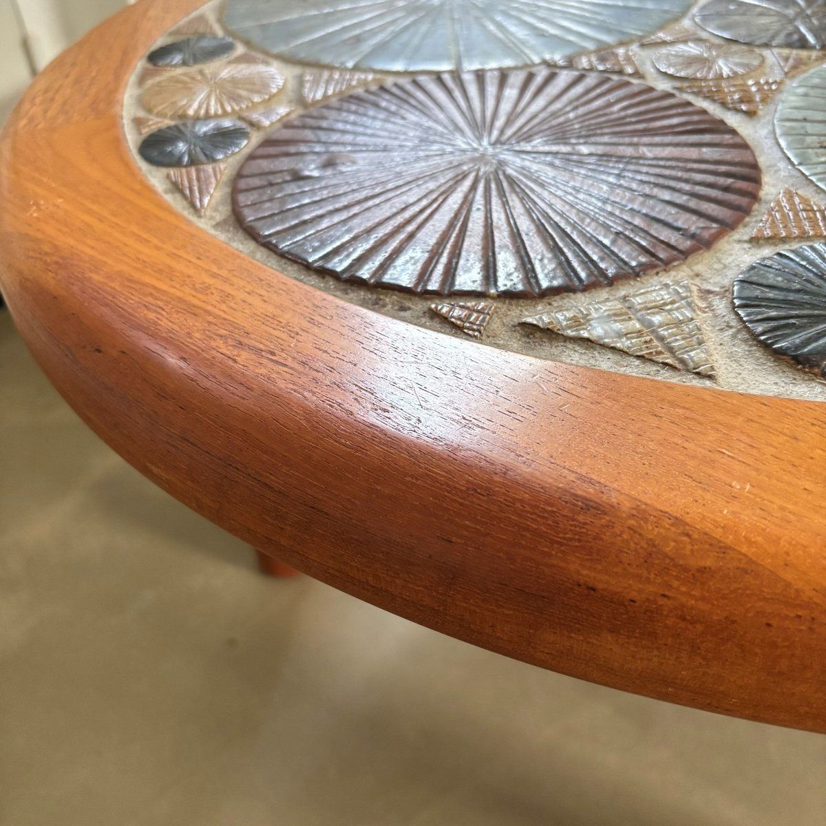 Ceramic And Wooden Side Or Coffee Table By Tue Poulsen For Haslev, Denmark, 1960s photo buy