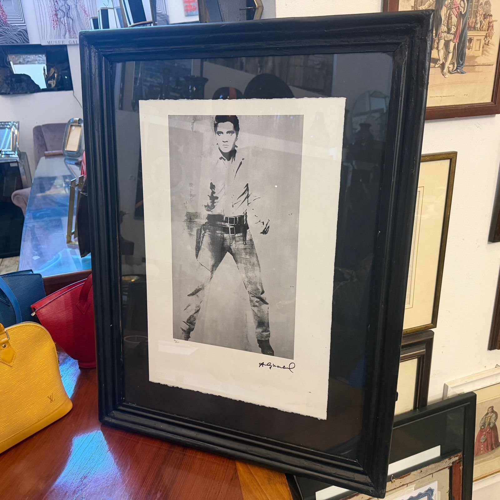 photo furniture 21st Century Black Framed Elvis Presley 40/100 Lithography By Andy Warhol