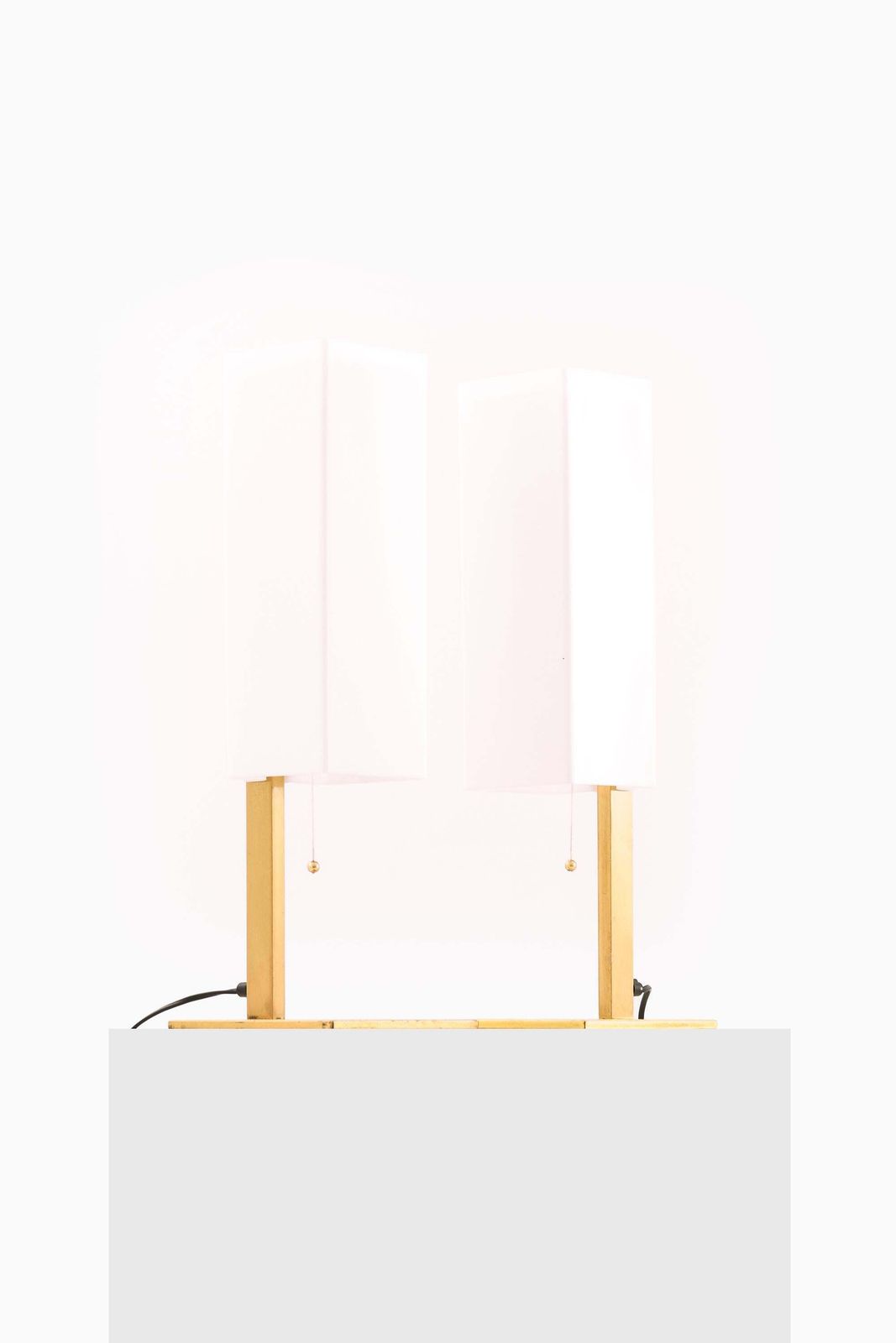 Pair Of Table Lamps In Brass And Plastic By Lars Gunnar Nordström, 1960s photo for sale