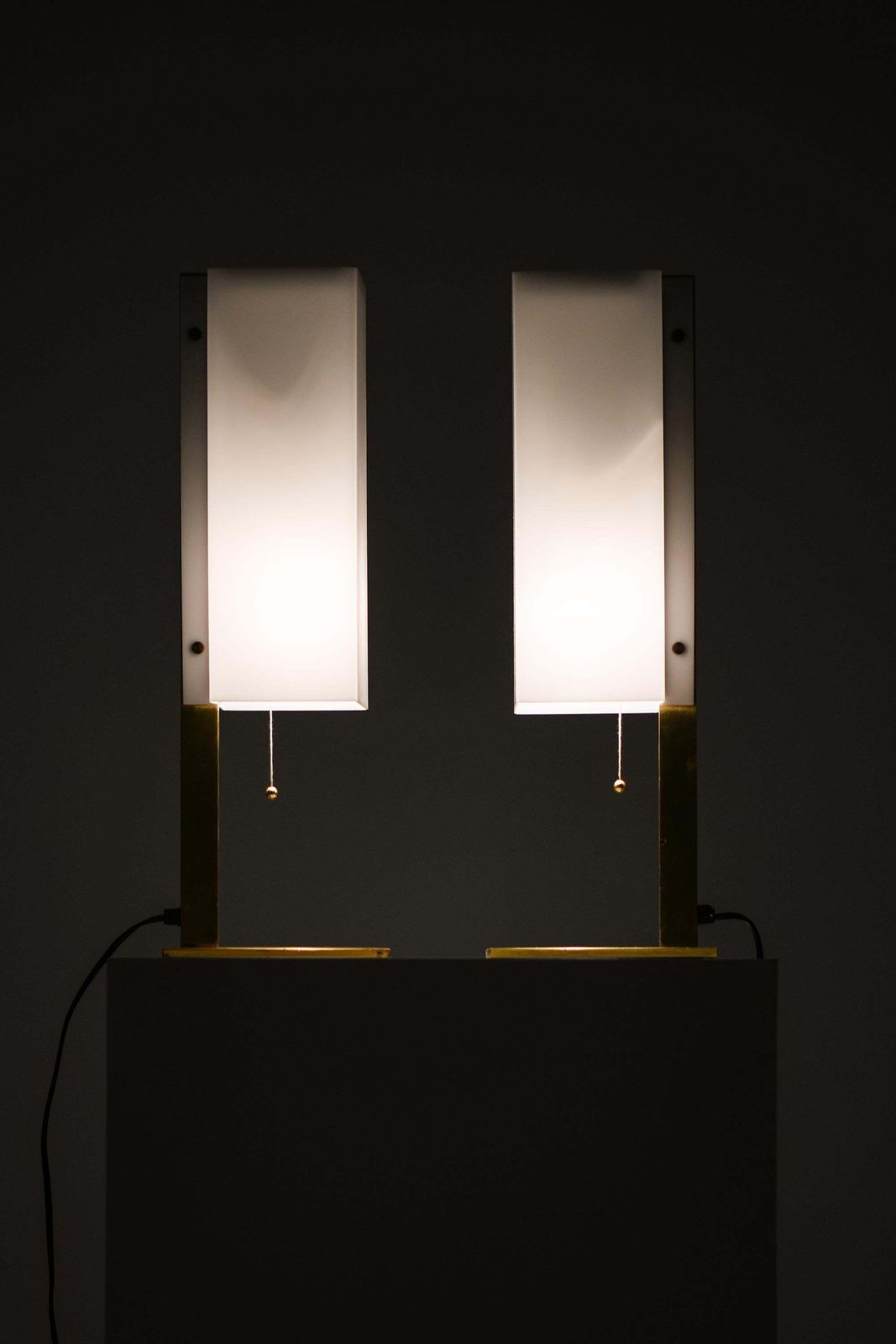 Pair Of Table Lamps In Brass And Plastic By Lars Gunnar Nordström, 1960s photo buy