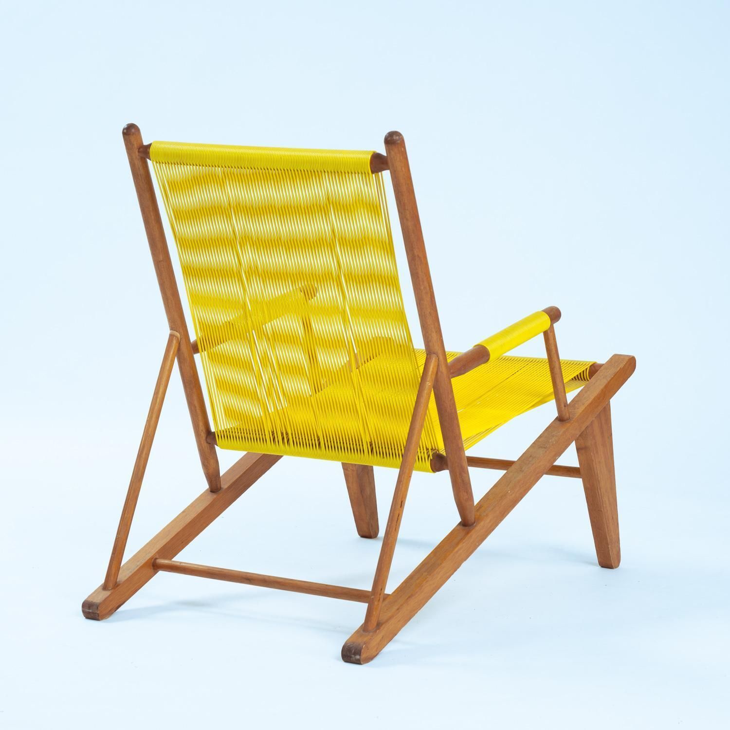 2 Beechwood Yellow 'Spaghetti' Armchairs Garden Lounge Chairs, 1960s photo 2199.0