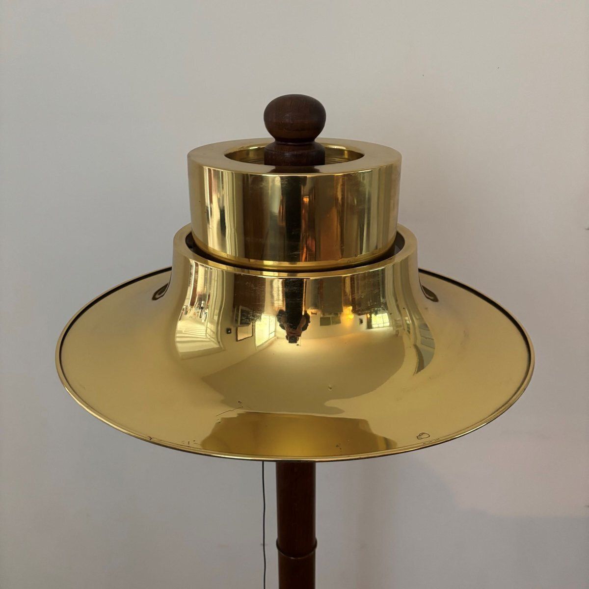 Oak Floor Lamp With Aluminium Shade From Norlett Elit Sweden 1970s photo 502.0