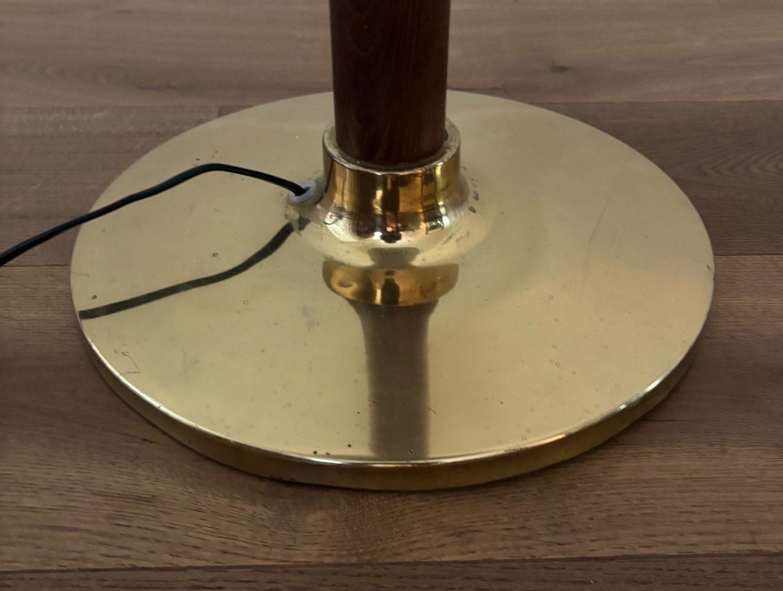 Oak Floor Lamp With Aluminium Shade From Norlett Elit Sweden 1970s photo vintage