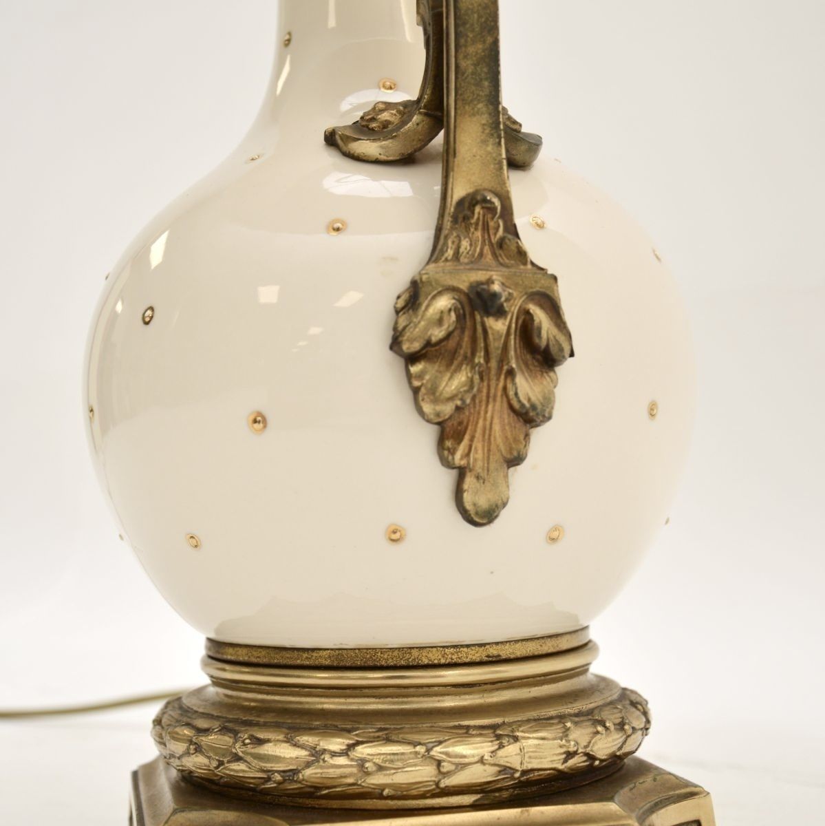 Pair Of Antique French Ceramic And Gilt Metal Table Lamps photo buy
