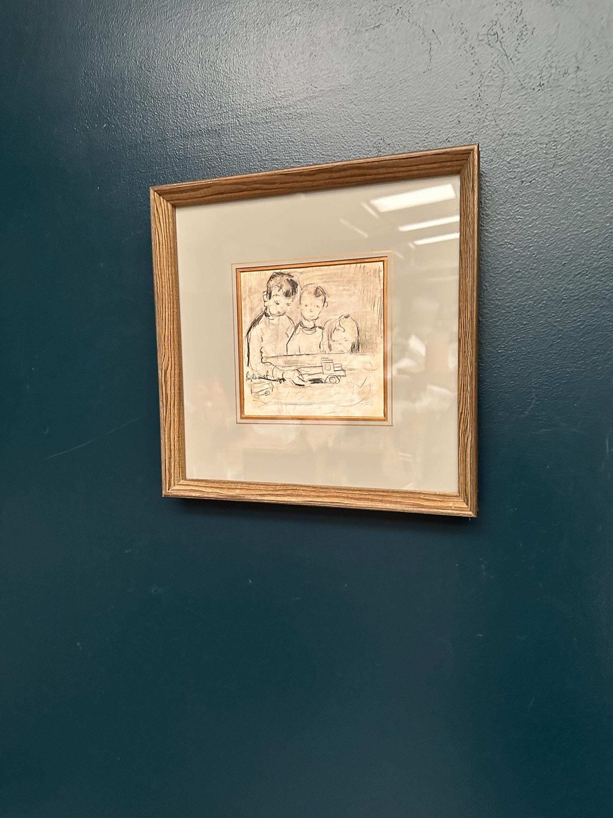Mid Century Drawing On Paper – “Three Figures” By Erik Brandt   Framed & Glazed 37 × 37 Cm photo furniture