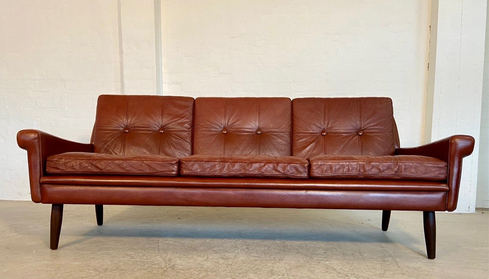 Svend Skipper  3 Person Sofa In Chestnut Brown  Leather 1960,S photo furniture