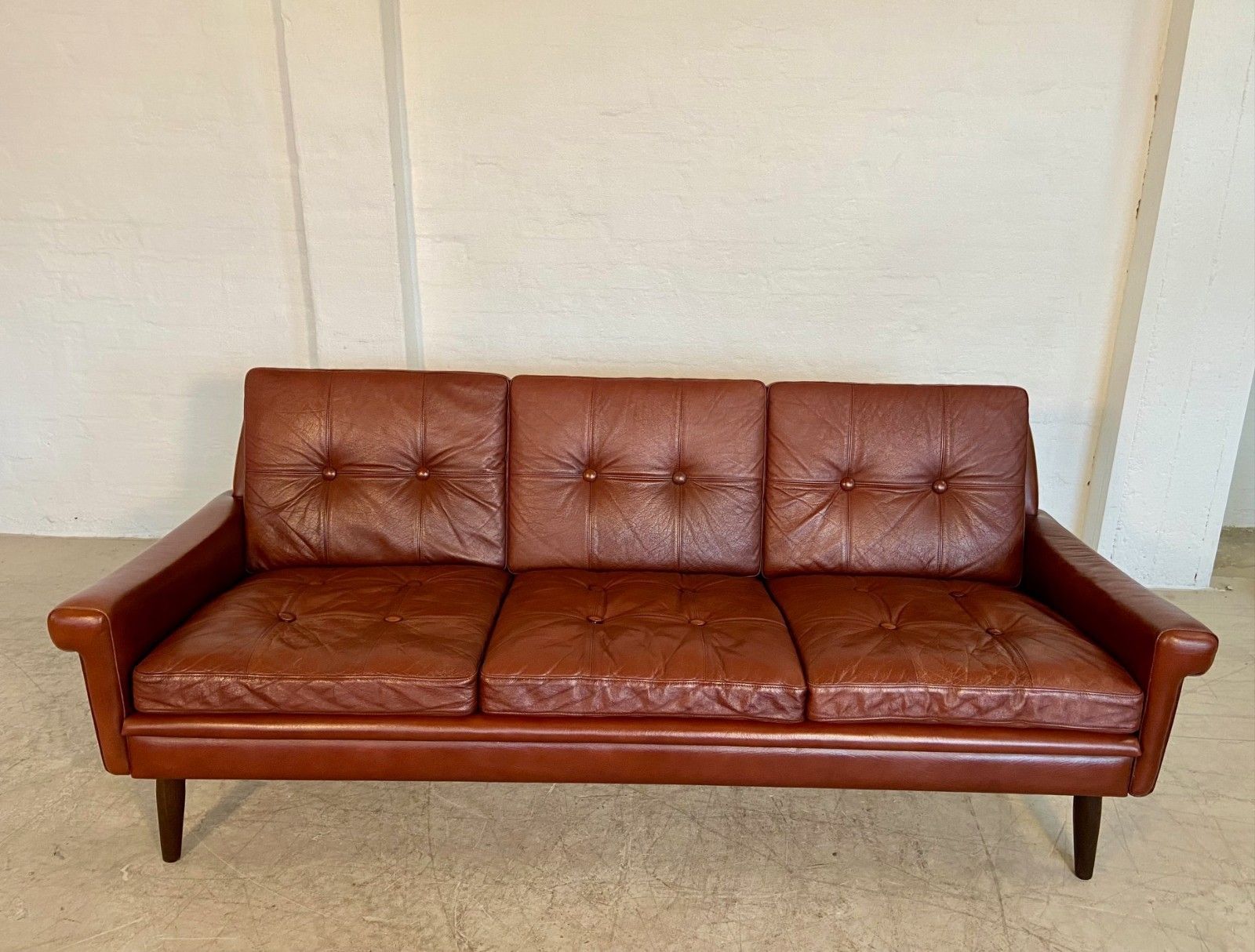 Svend Skipper  3 Person Sofa In Chestnut Brown  Leather 1960,S photo for sale