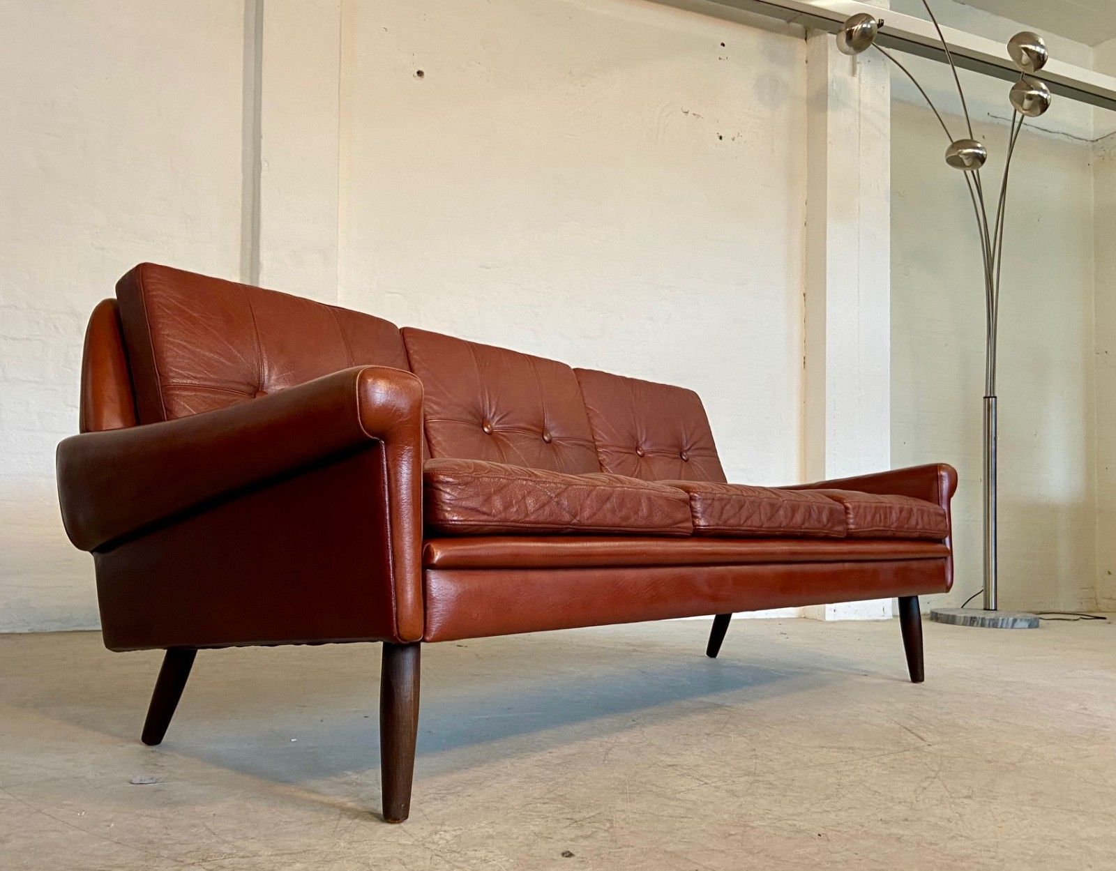 photo for sale Svend Skipper  3 Person Sofa In Chestnut Brown  Leather 1960,S