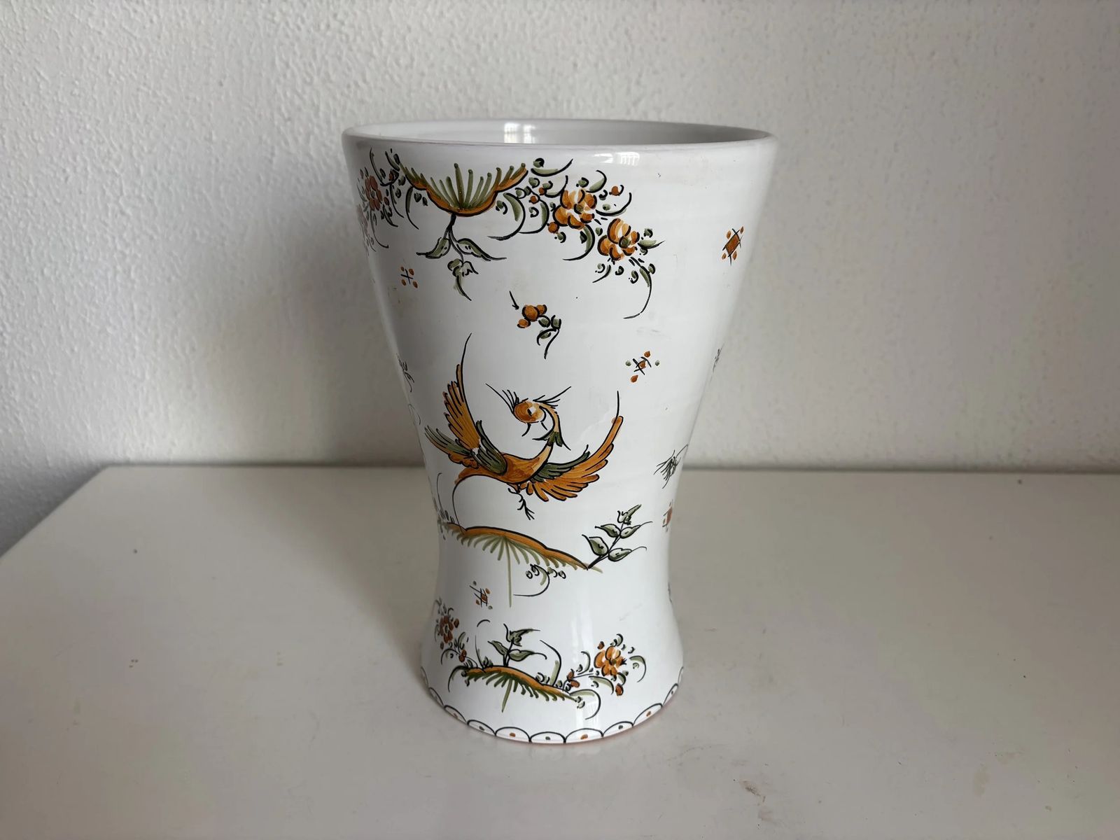 Vintage 1970s Moustiers Earthenware Vase   26 Cm