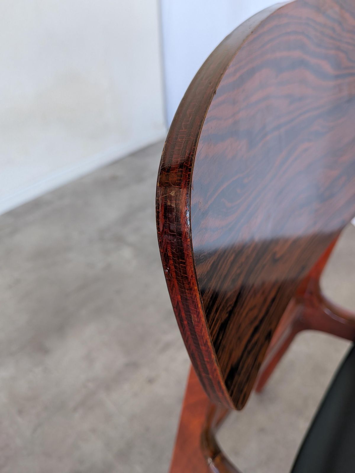 Vintage Mid Century Wooden Dining Chair With Black Leather Seat photo buy