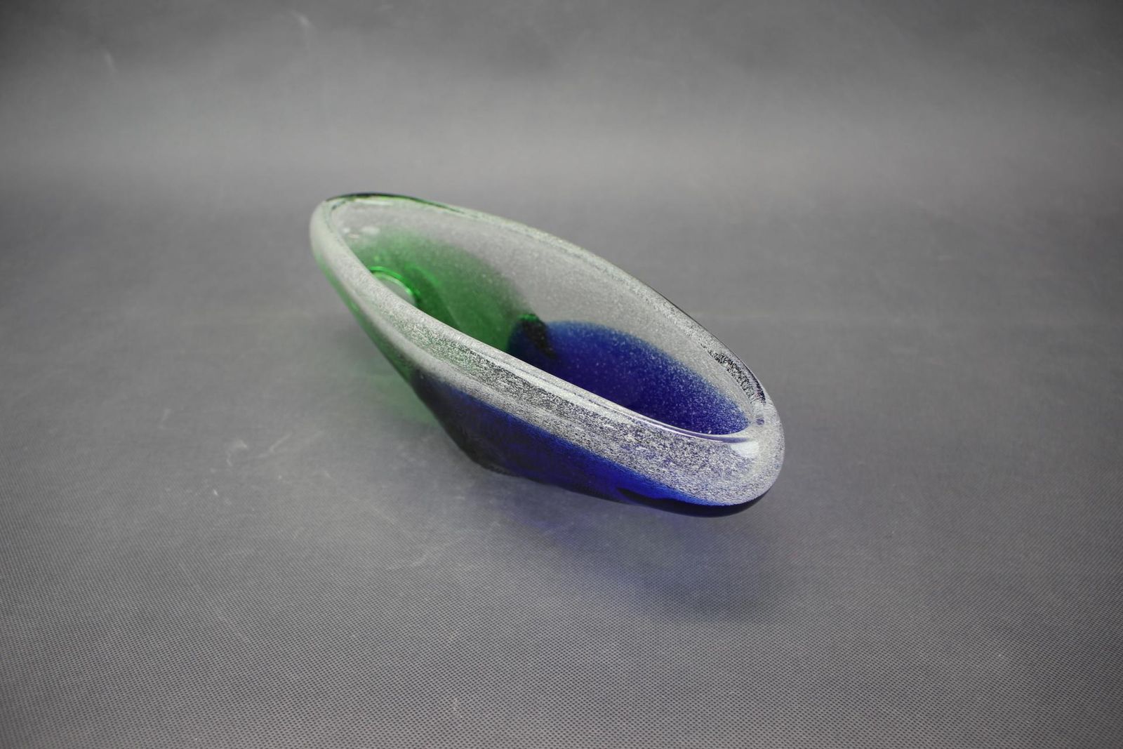 Mid Century Czechoslovakian Novy Bor Blue And Green Art Glass Bowl, 1960s photo Home Decor