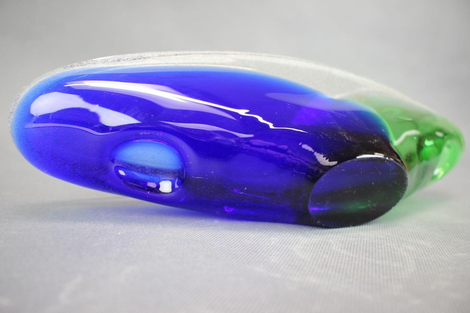 photo for sale Mid Century Czechoslovakian Novy Bor Blue And Green Art Glass Bowl, 1960s