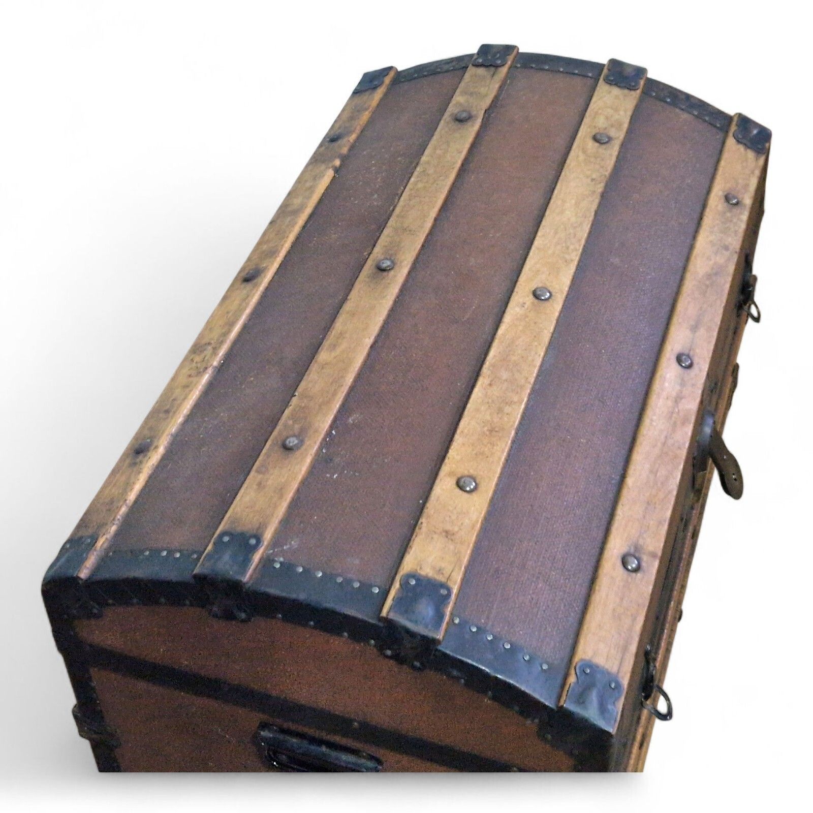 Victorian Dome Top Travel Trunk Antique Steamer Chest Blanket Storage Box photo buy
