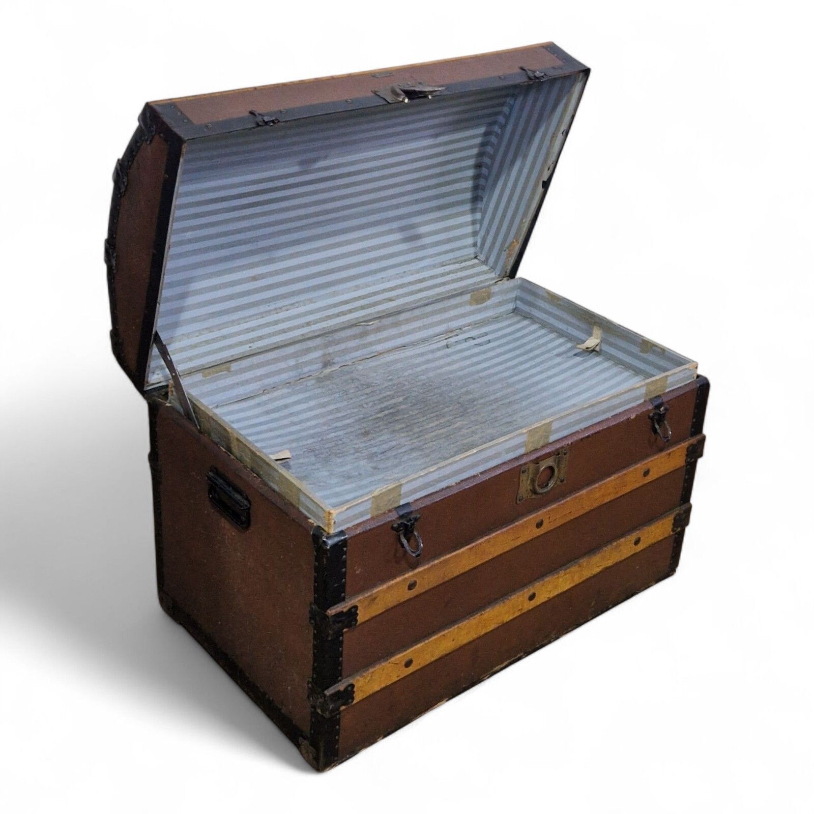Victorian Dome Top Travel Trunk Antique Steamer Chest Blanket Storage Box photo vintage