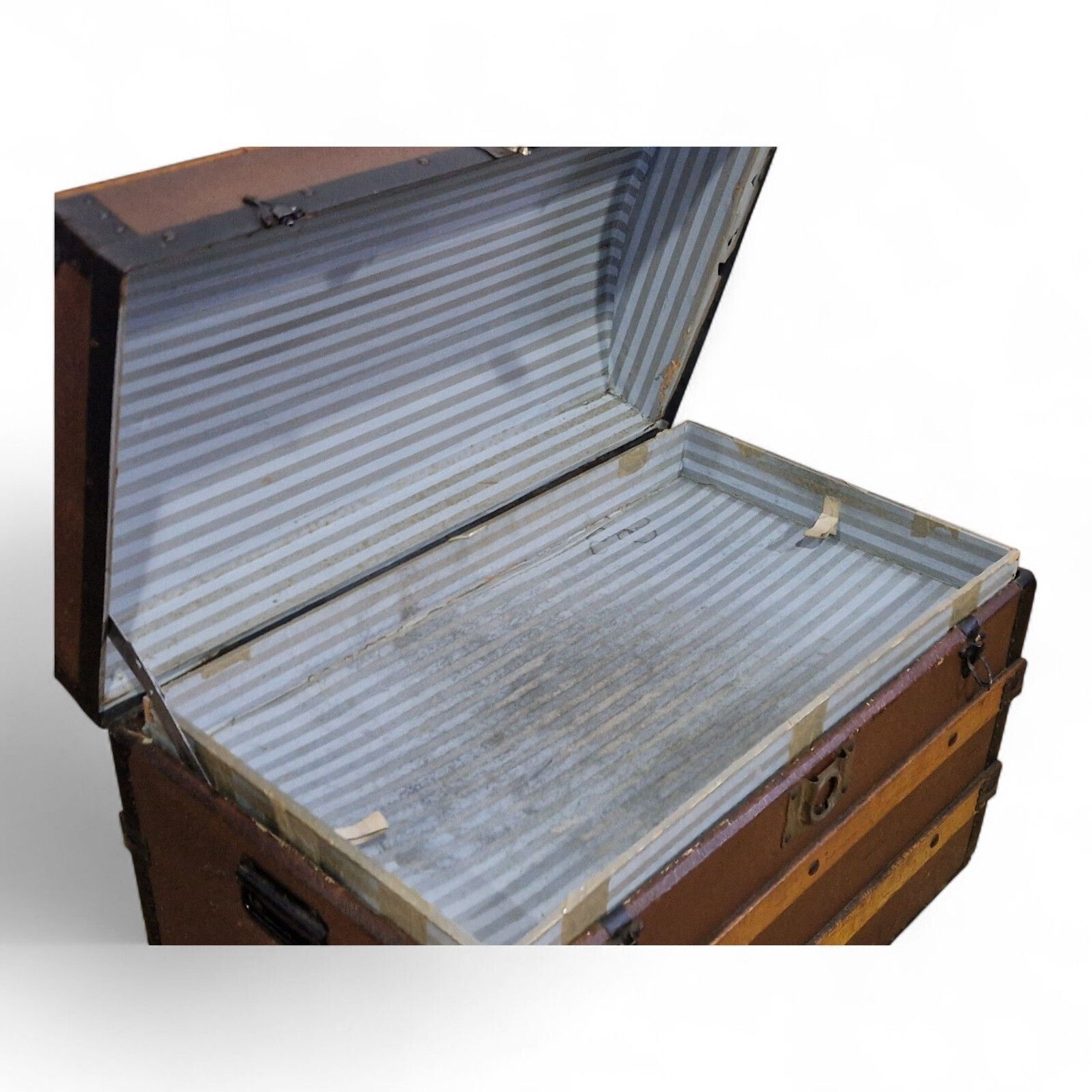photo for sale Victorian Dome Top Travel Trunk Antique Steamer Chest Blanket Storage Box