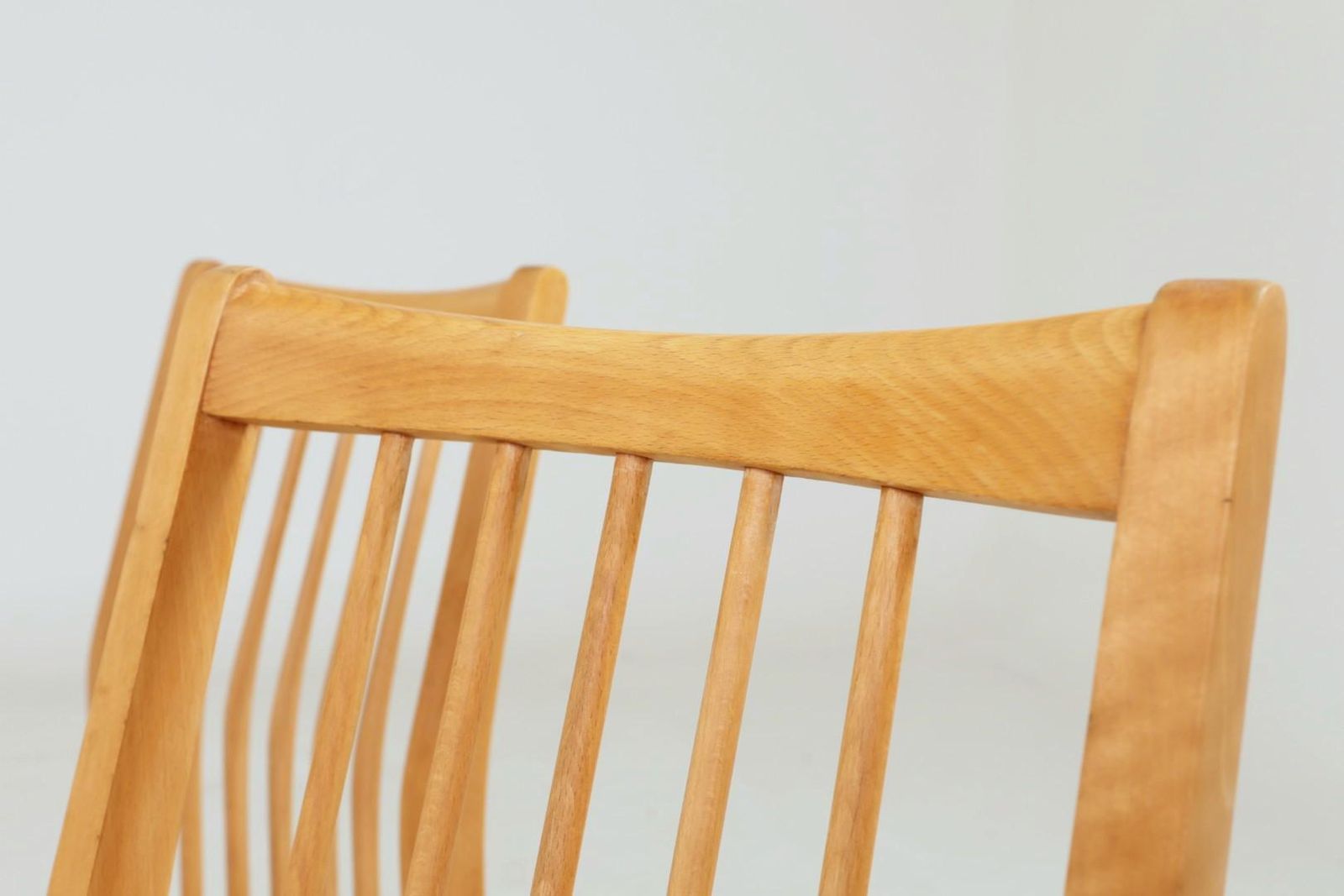 photo buy Vintage Dining Chairs Set Of 4, Natural Beech Wood, Herringbone Upholstery