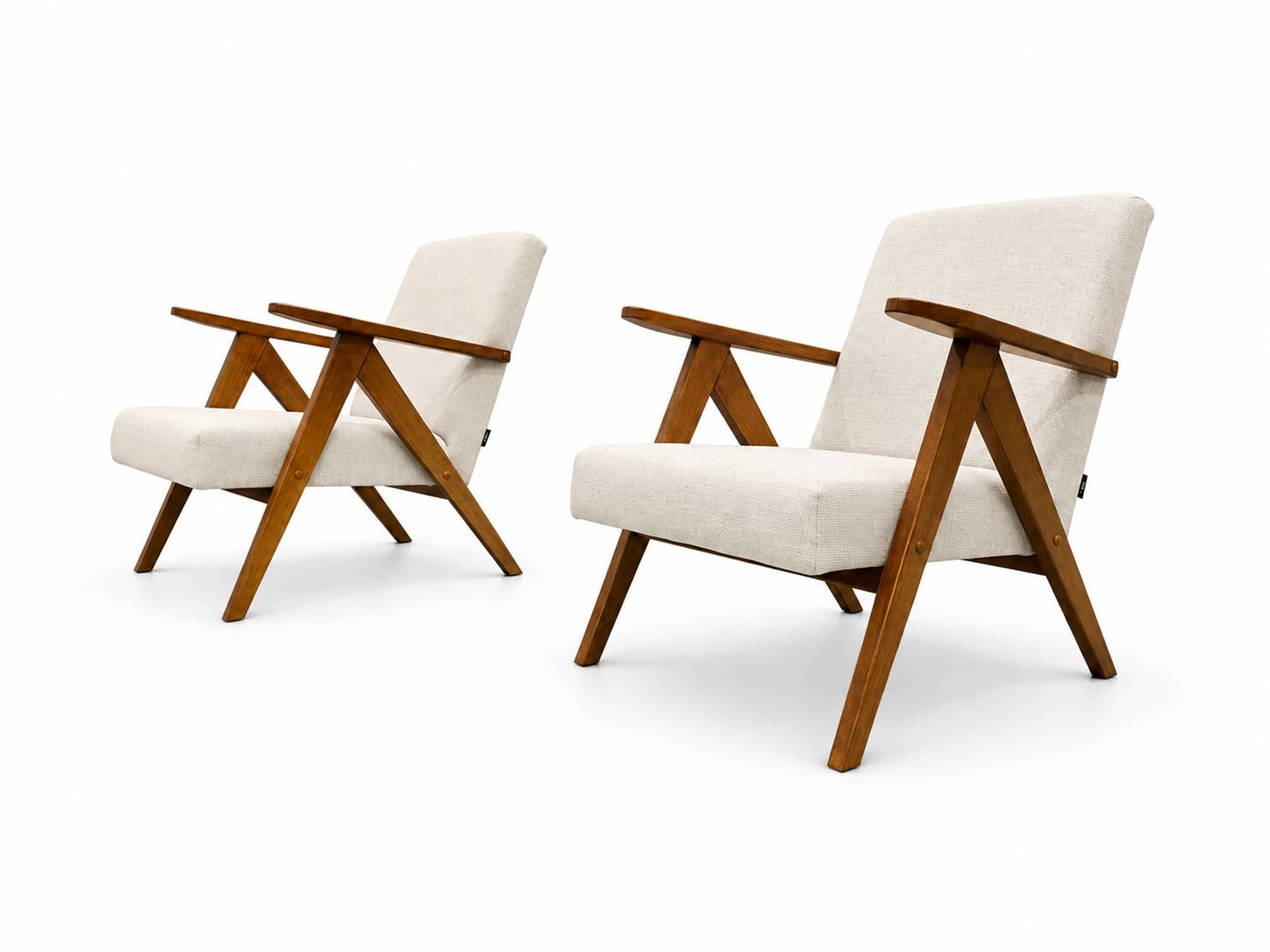 Set Of Two   Mid Century Easy Chairs Model B   310 Var In Ivory photo furniture