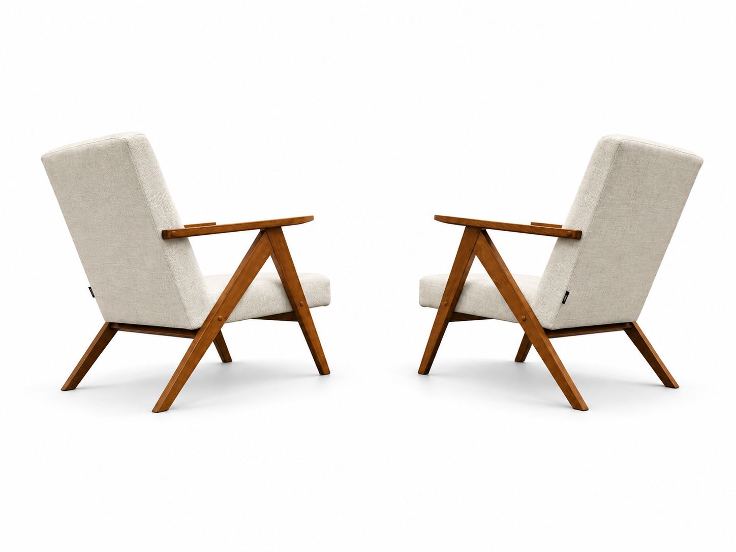 Set Of Two   Mid Century Easy Chairs Model B   310 Var In Ivory photo Furniture