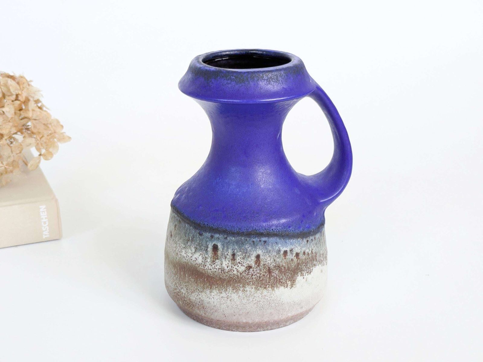 Steuler West Germany Klein Blue Handle Vase Fat Lava Mcm Wgp Cari Zalloni Style
