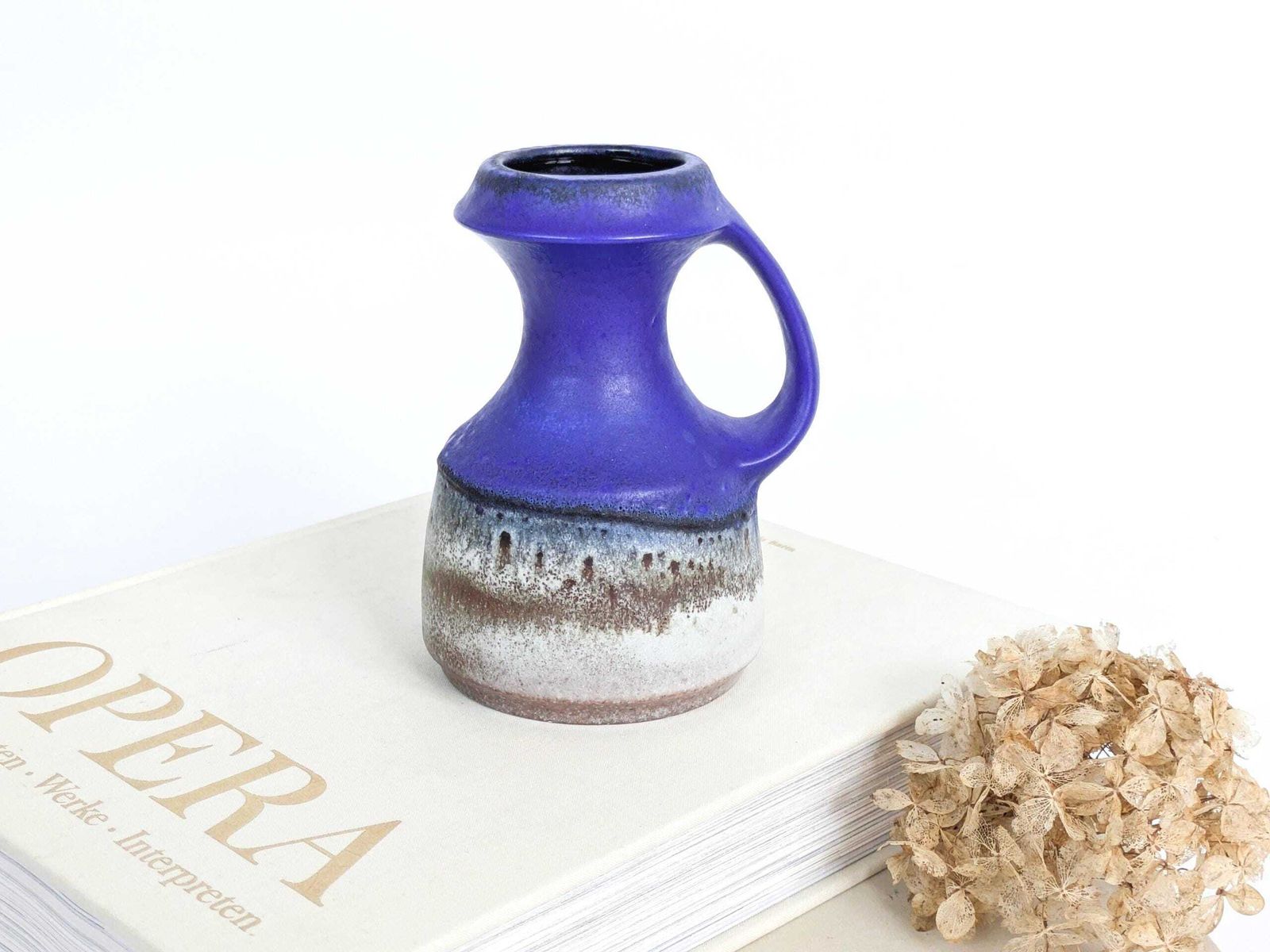 Steuler West Germany Klein Blue Handle Vase Fat Lava Mcm Wgp Cari Zalloni Style photo furniture