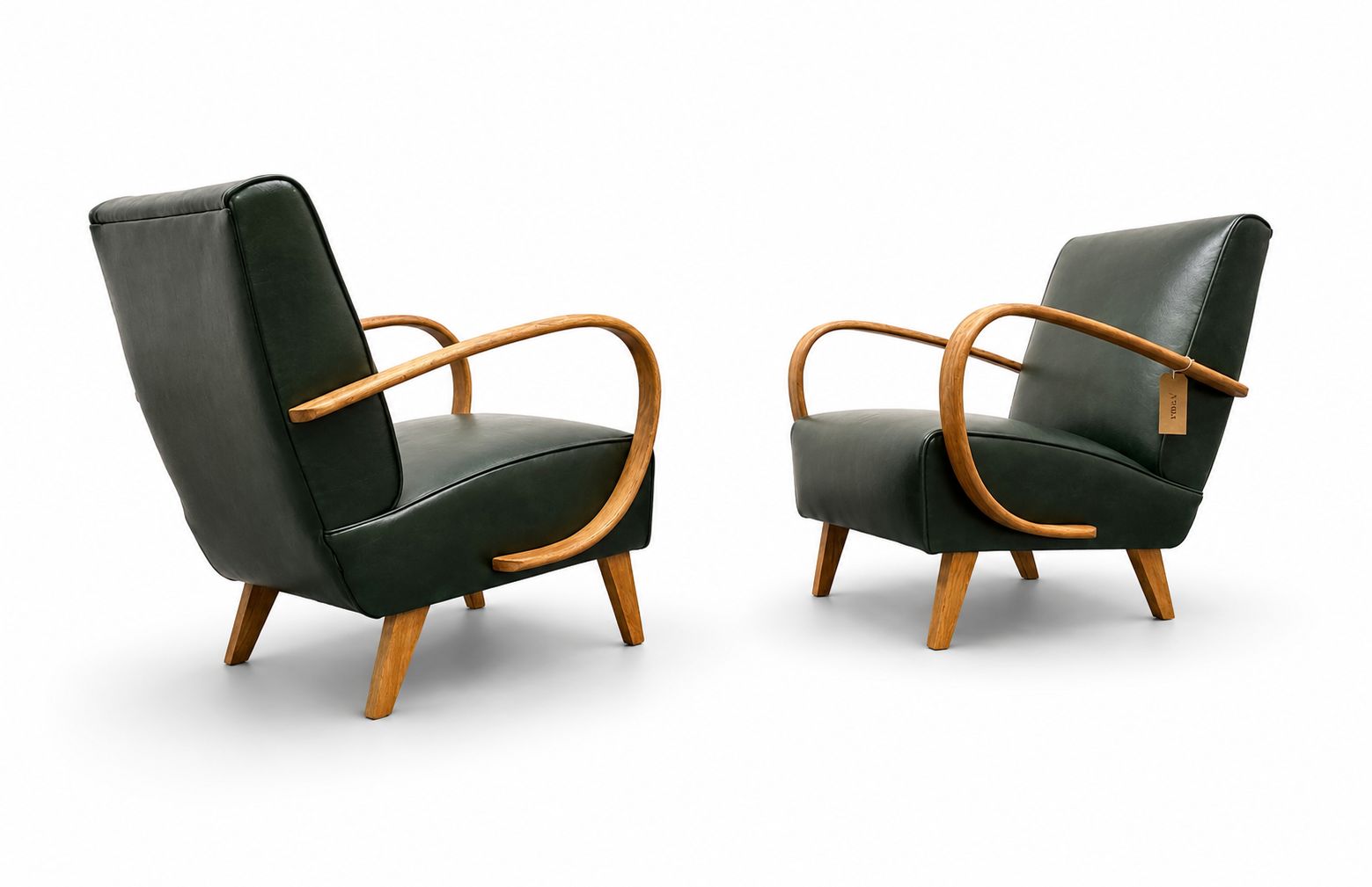 1930 Jindrich Halabala Bentwood Armchair In Premium Green Leather