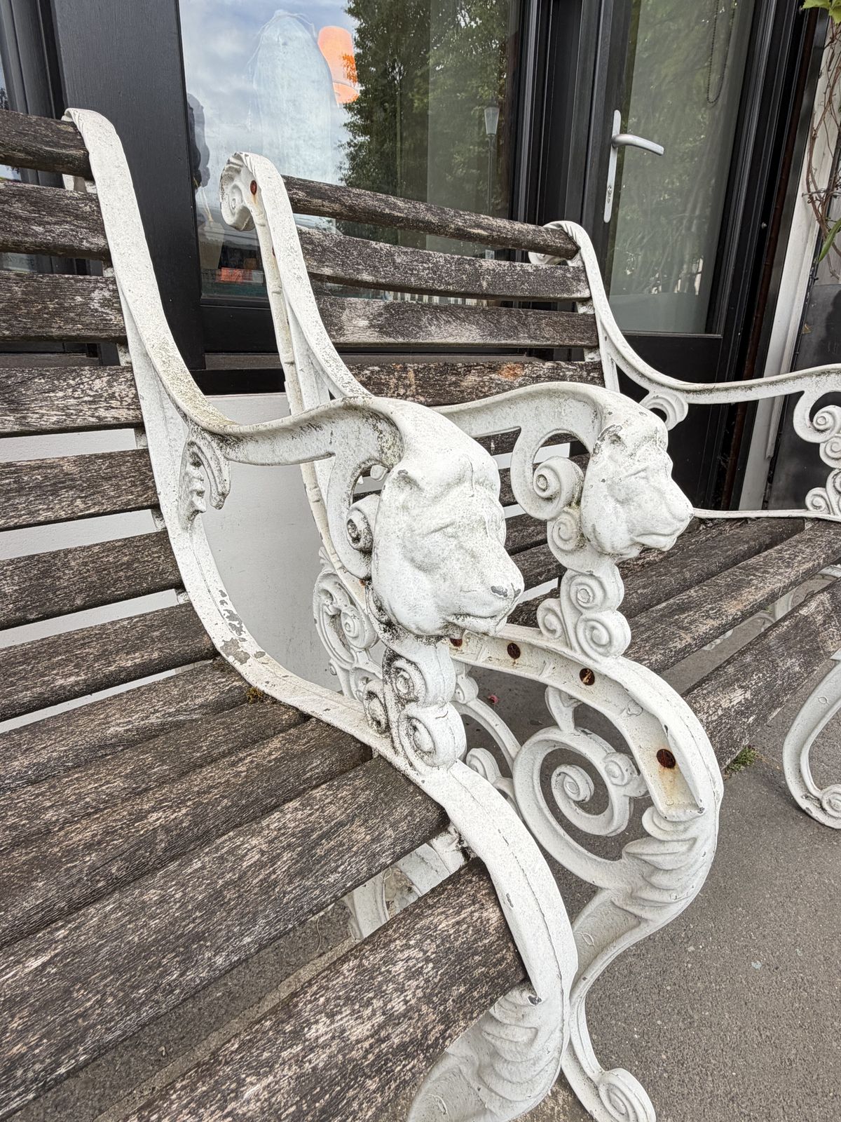 Pair Of Cast Iron And Hardwood Garden Armchairs, C.1930–1950 photo Garden Furniture